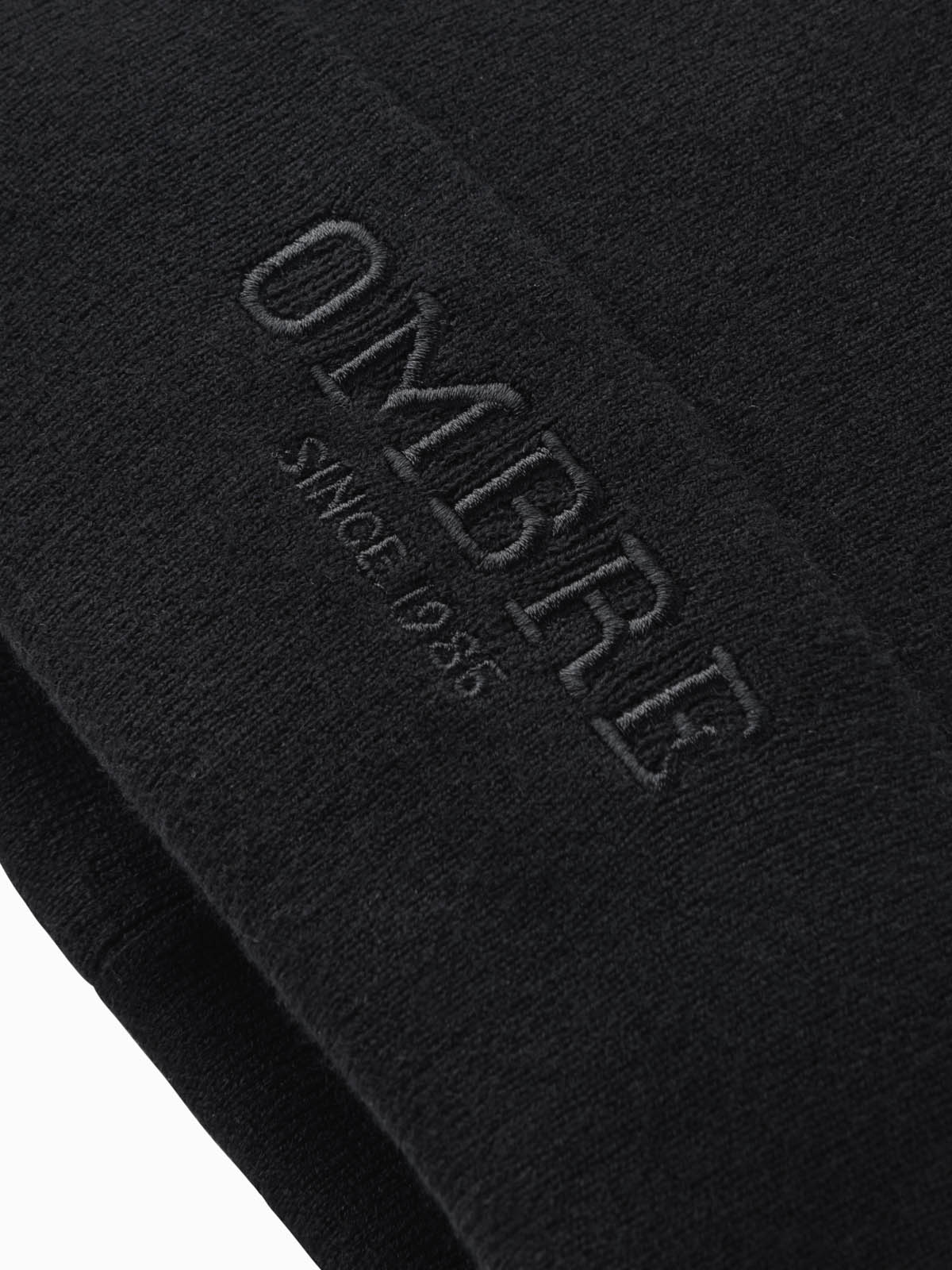 Ombre Men's knitted beanie hat with embroidered inscription - black