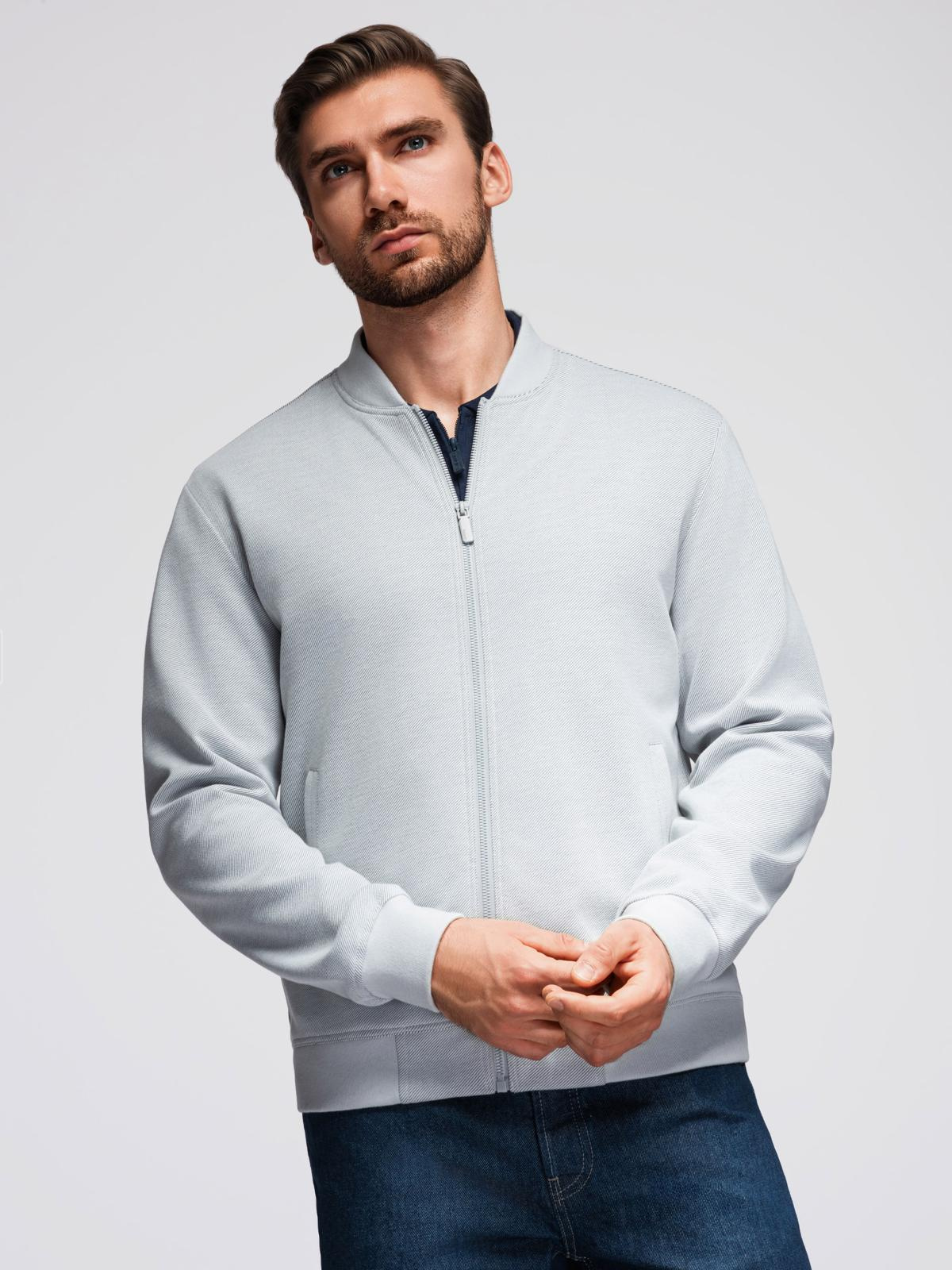 Ombre Men&#039;s raglan sleeve bomber jacket - light grey