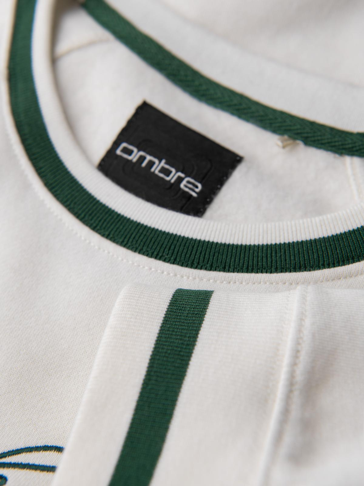 Ombre Men's sweatshirt with raglan sleeves and contrasting details - white