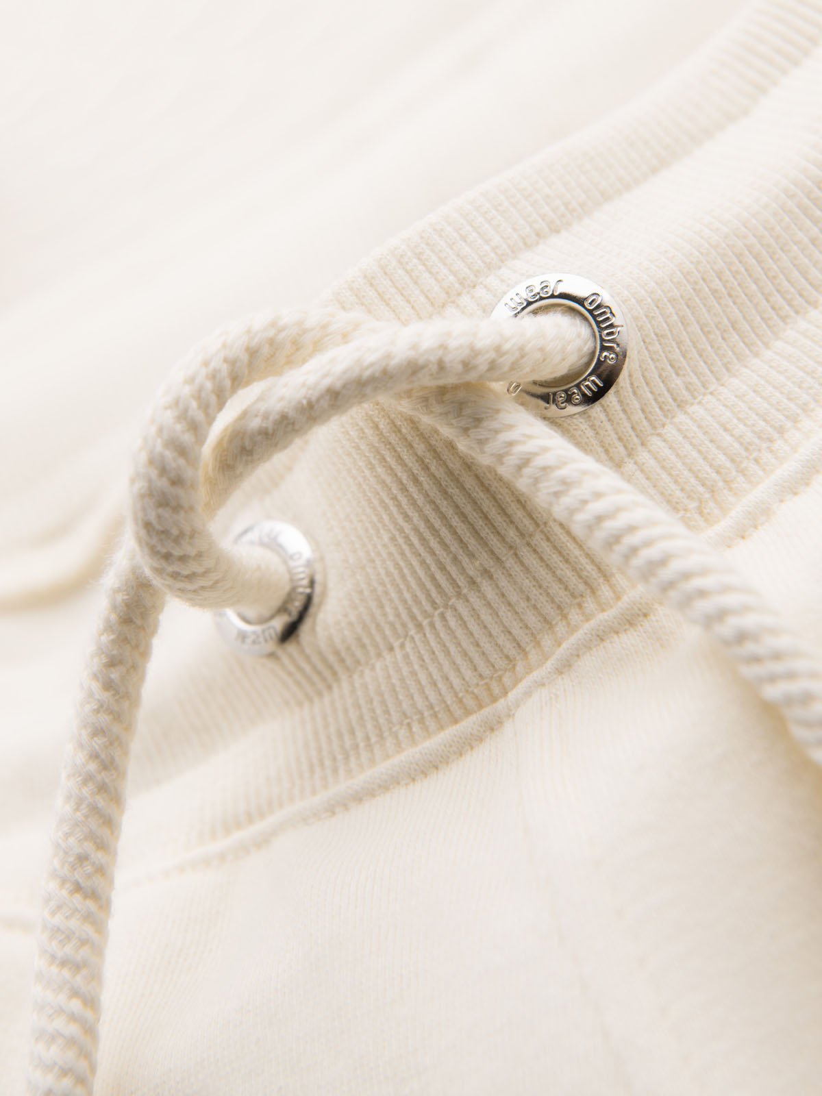 Ombre Men's sweat shorts with piping and drawstring waistband - cream