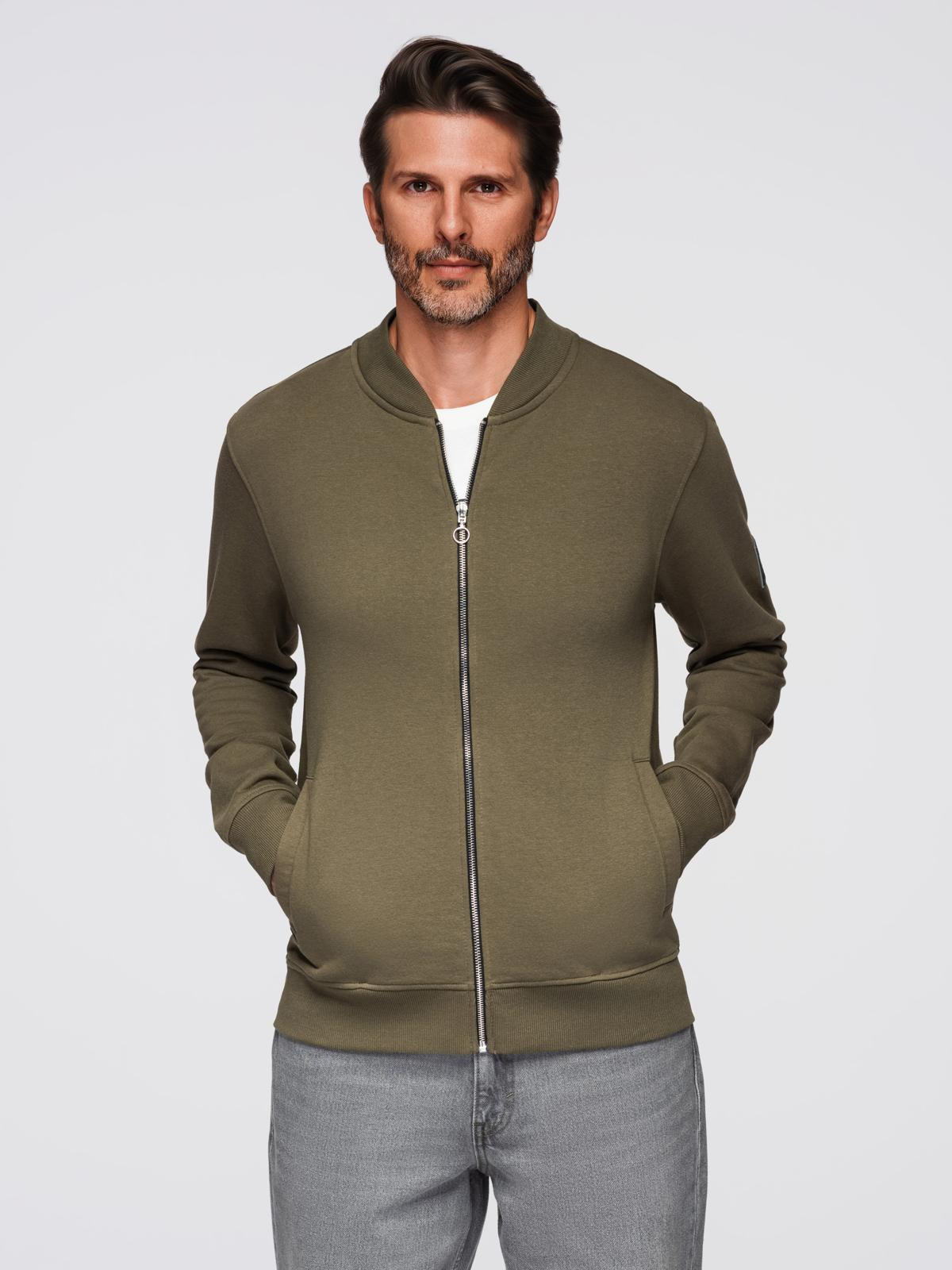 Ombre Cotton unbuttoned men&#039;s sweatshirt bomber - khaki