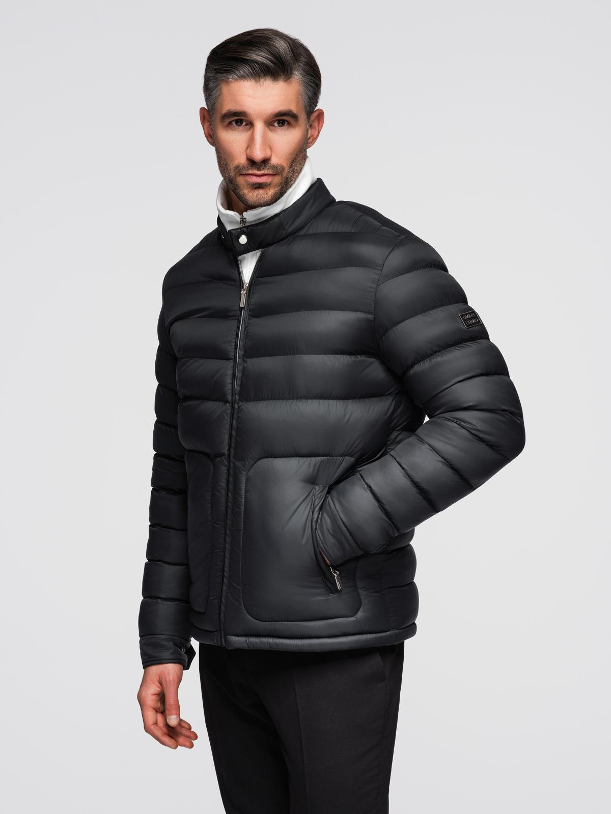 Ombre Men&#039;s quilted classic jacket with stand-up collar - black