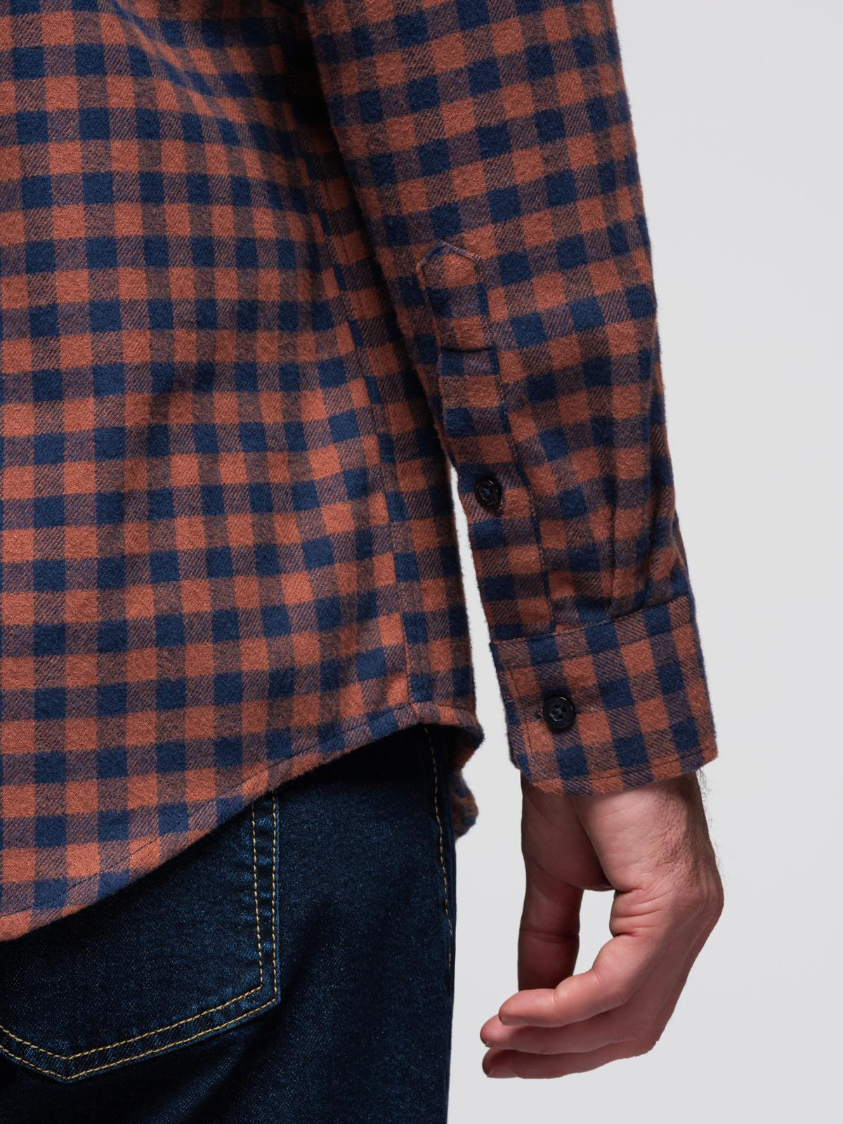 Ombre Men's checkered flannel shirt - navy blue and black