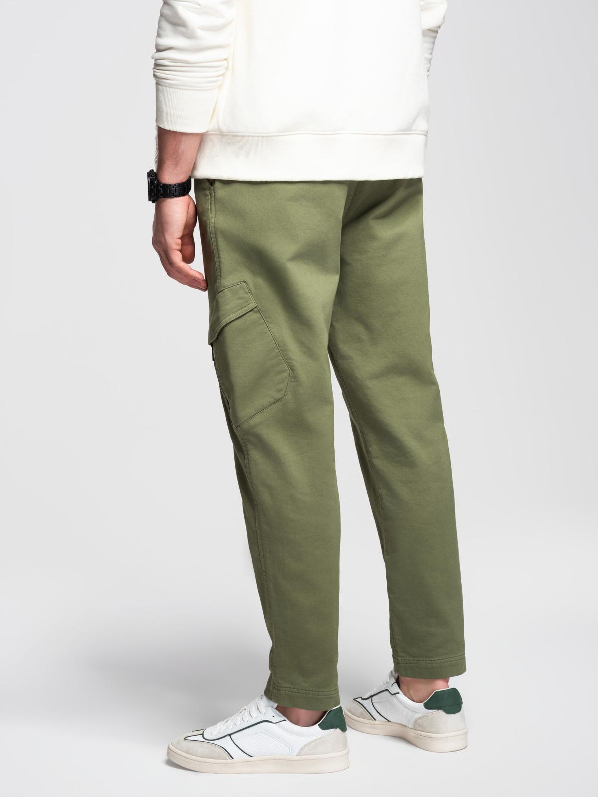 Ombre Men's knit joggers with cargo pockets - olive
