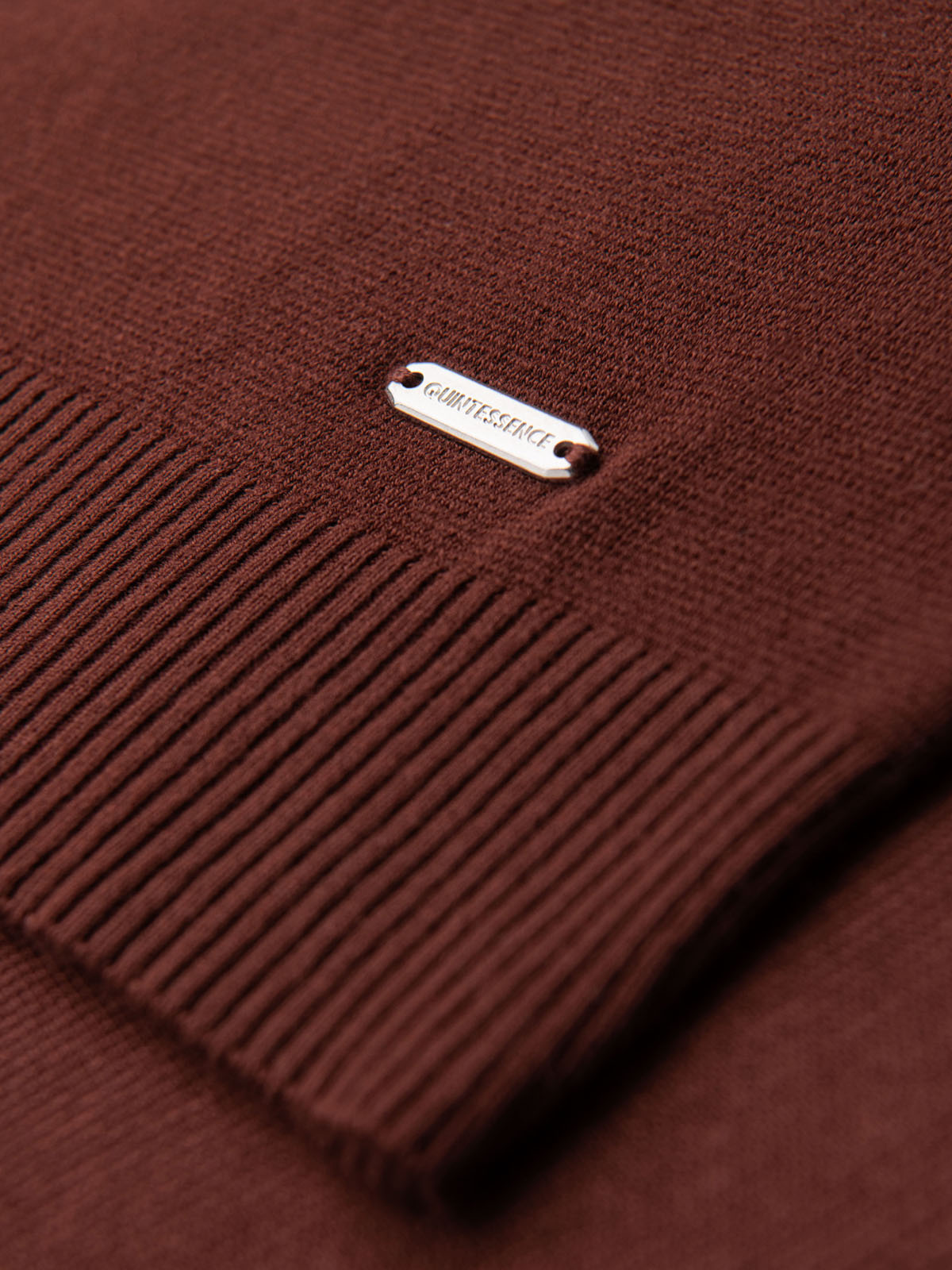 Ombre Men's classic knitted shirt with ribbed cuffs - warm brown