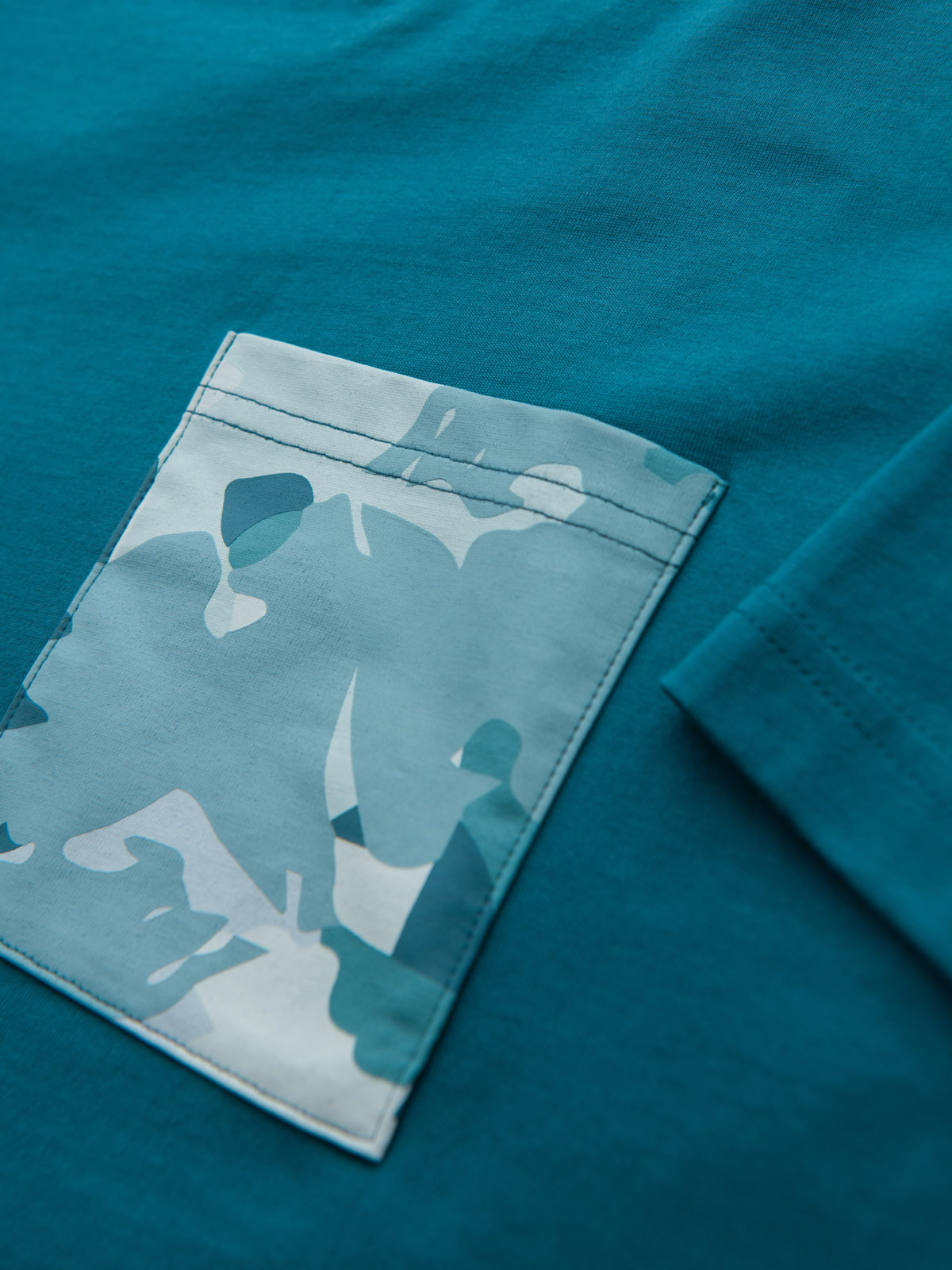 Ombre Men's cotton t-shirt with printed pocket - turquoise