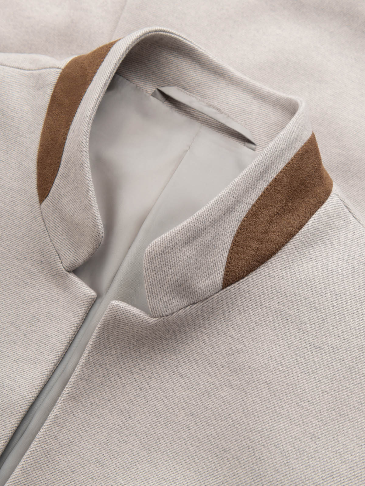 Ombre Men&#039;s melange rayon jacket with stand-up collar - beige melange