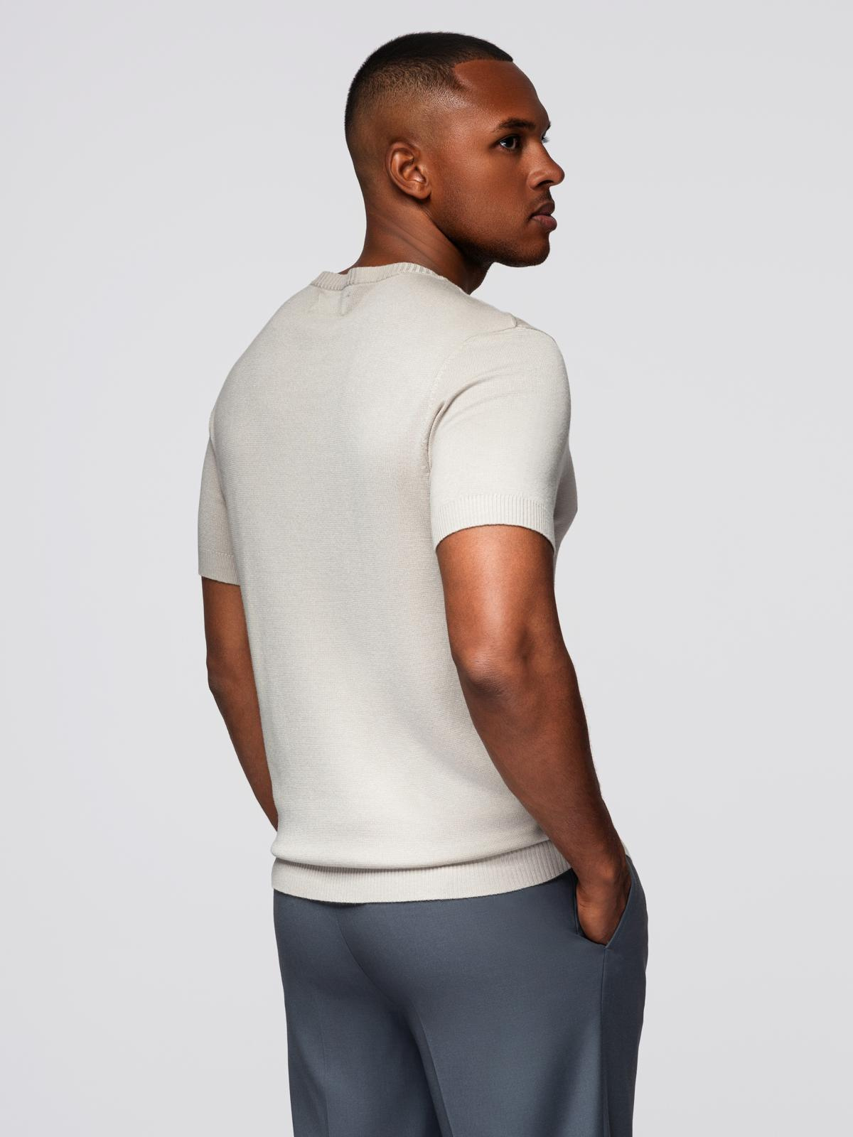 Ombre Classic knitted men's shirt with ribbed cuffs - light grey