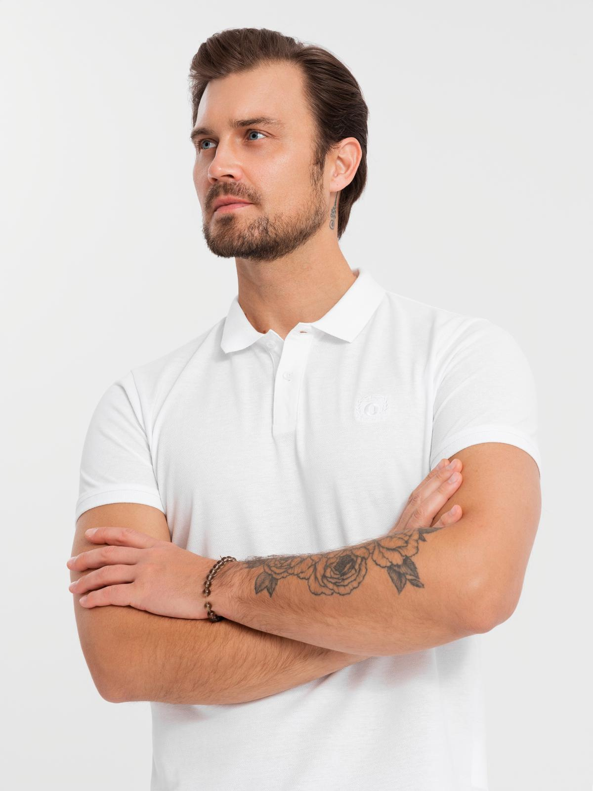 Ombre BASIC men's cotton polo t-shirt set - navy blue/white/red