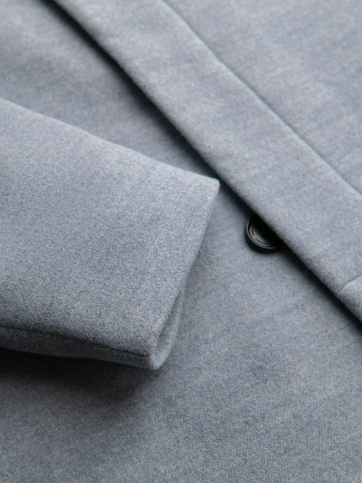 Ombre Men&#039;s coat with high collar and asymmetrical fastening - grey melange