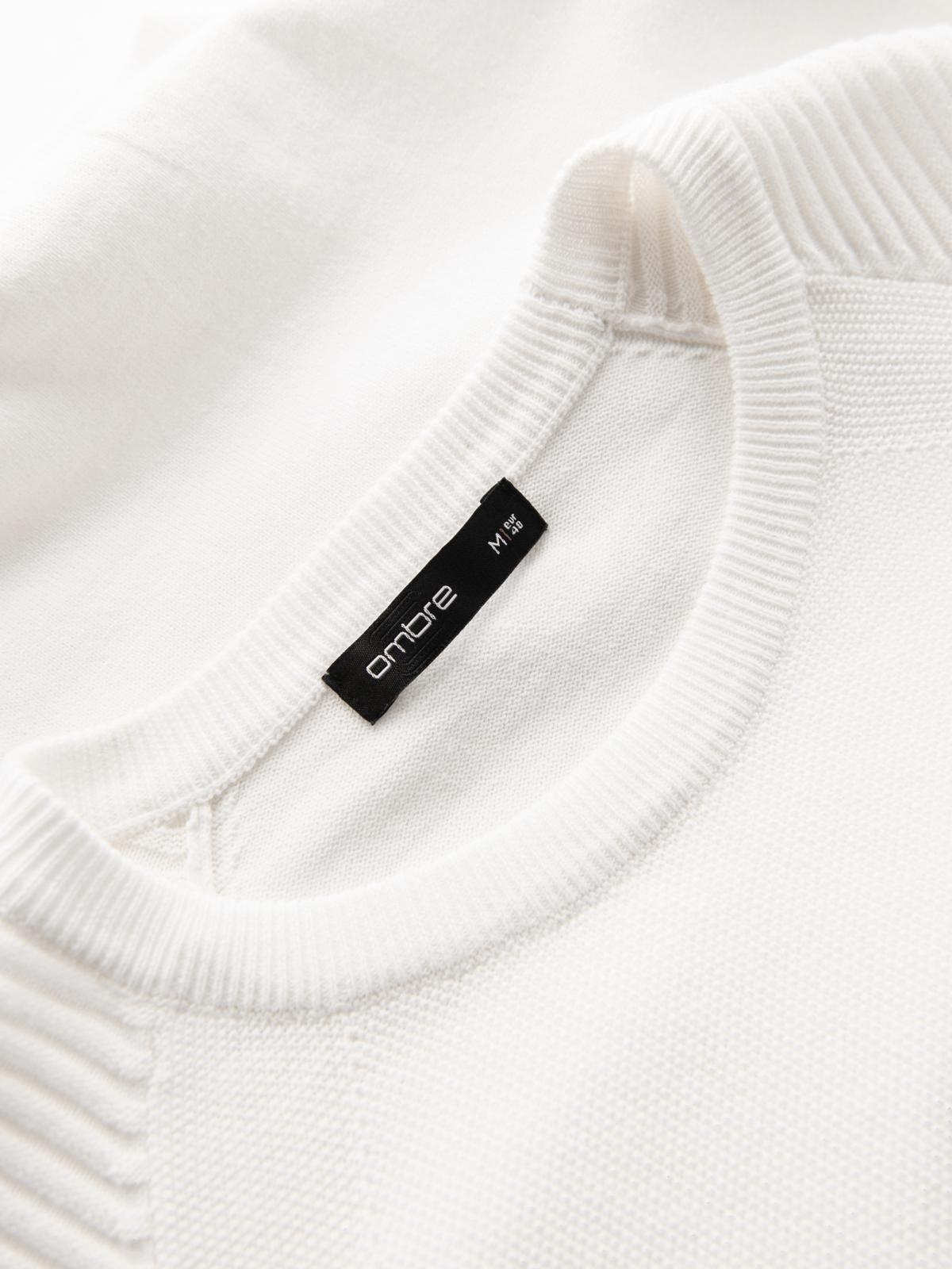 Ombre Men's raglan sweater with ribbed sleeves - white