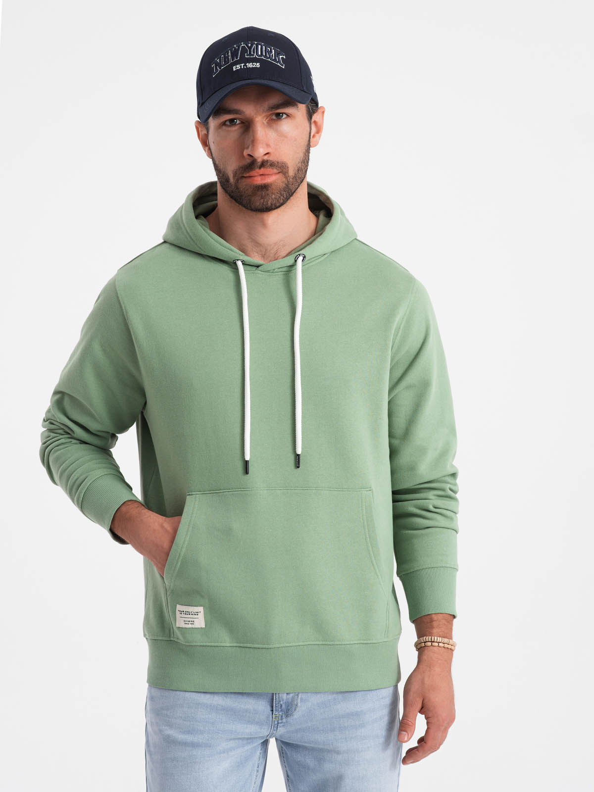 Ombre Men&#039;s kangaroo sweatshirt with hood - green