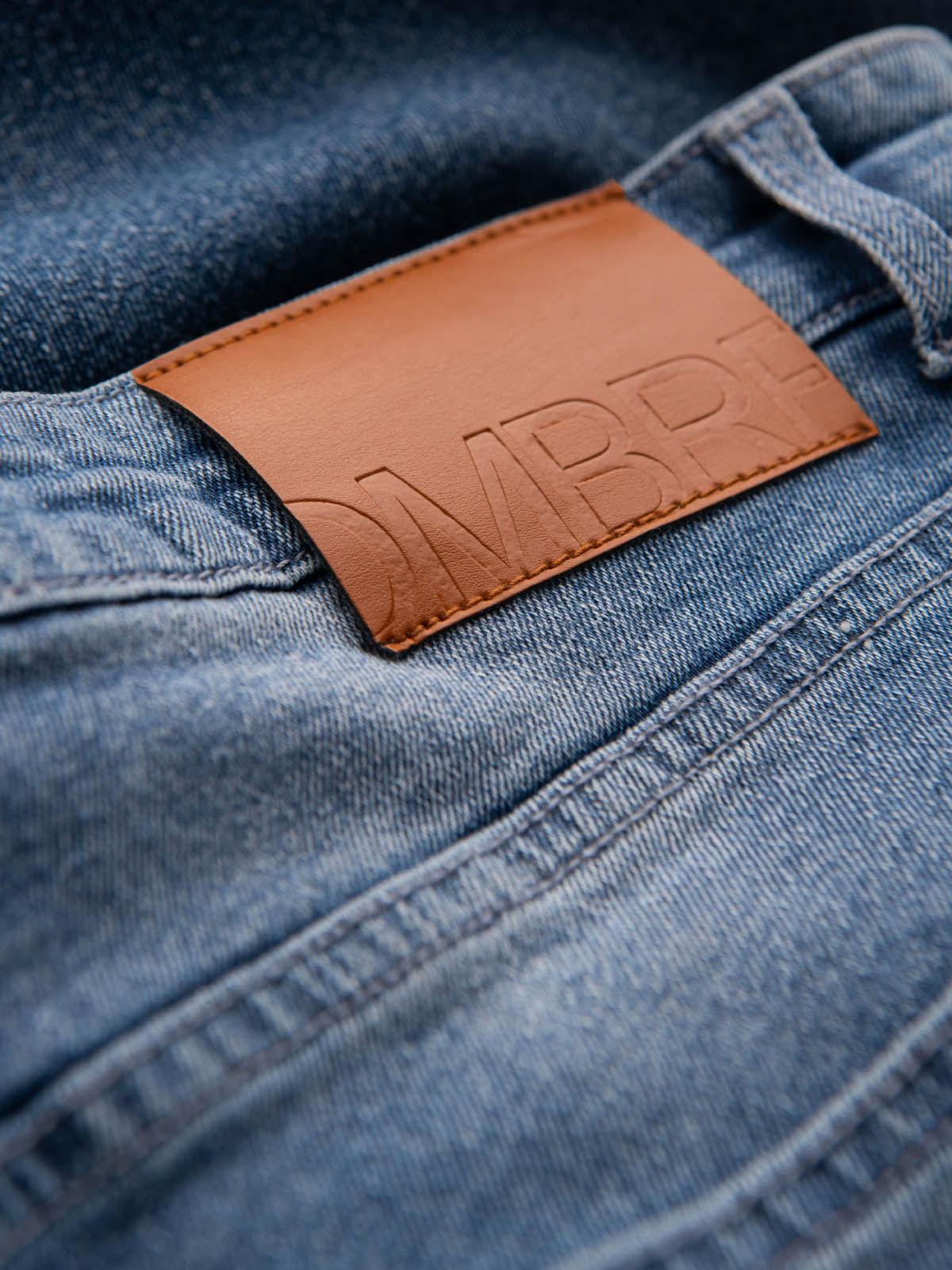 Ombre Men&#039;s CARROT FIT denim pants with subtle rubbing - blue