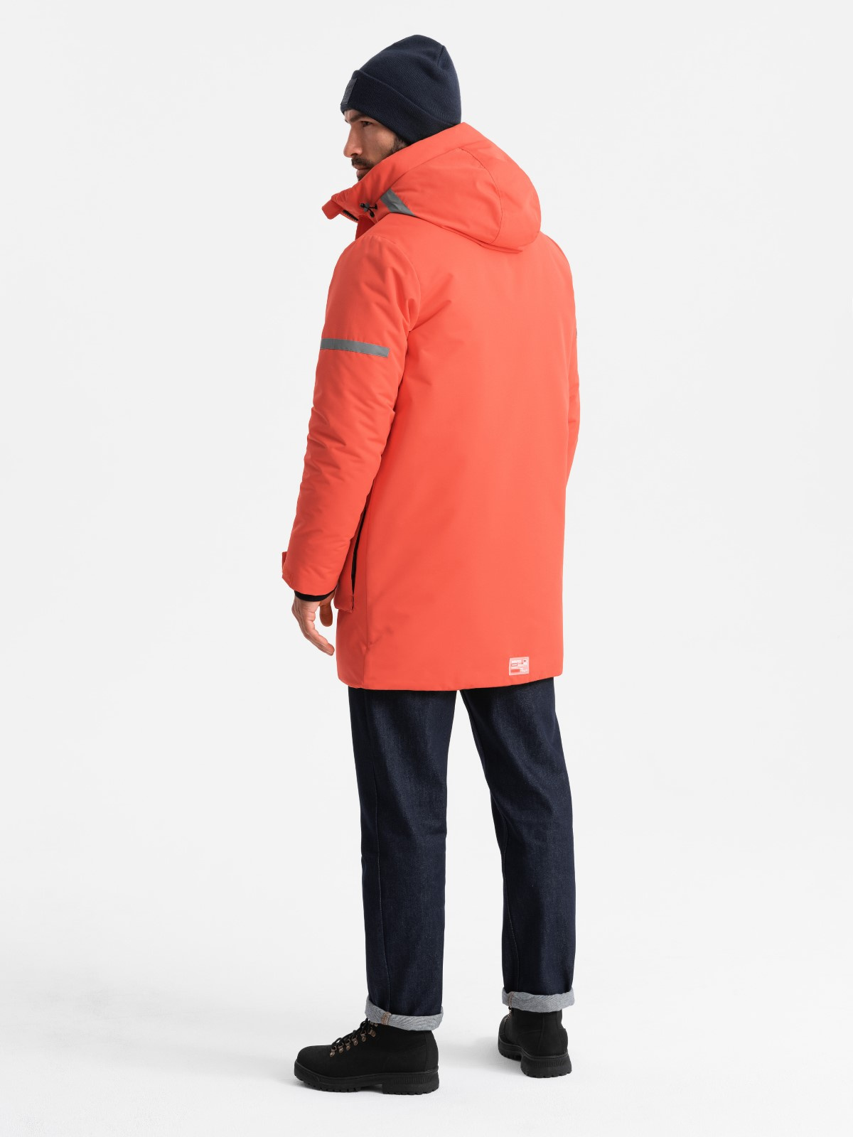 Ombre Men&#039;s long insulated jacket with reflective elements - orange