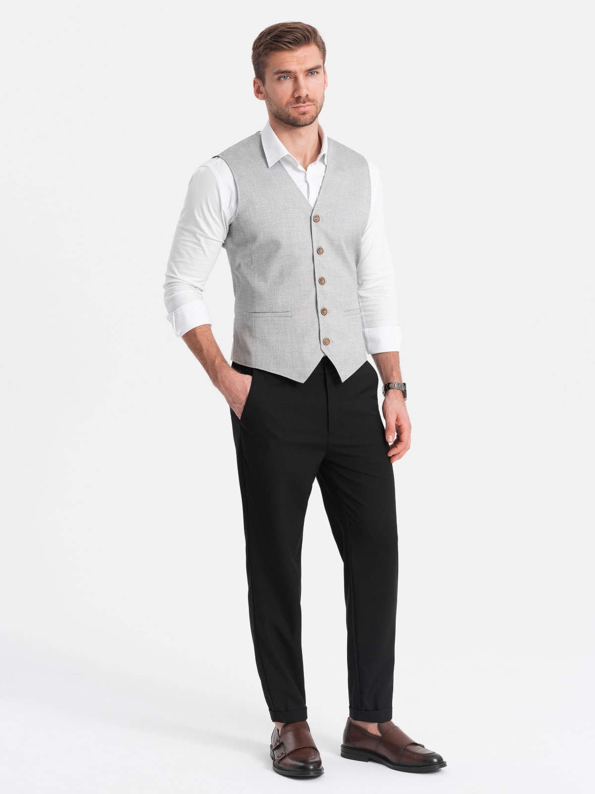 Ombre Men's REGULAR FIT chino pants with elastic waistband - black
