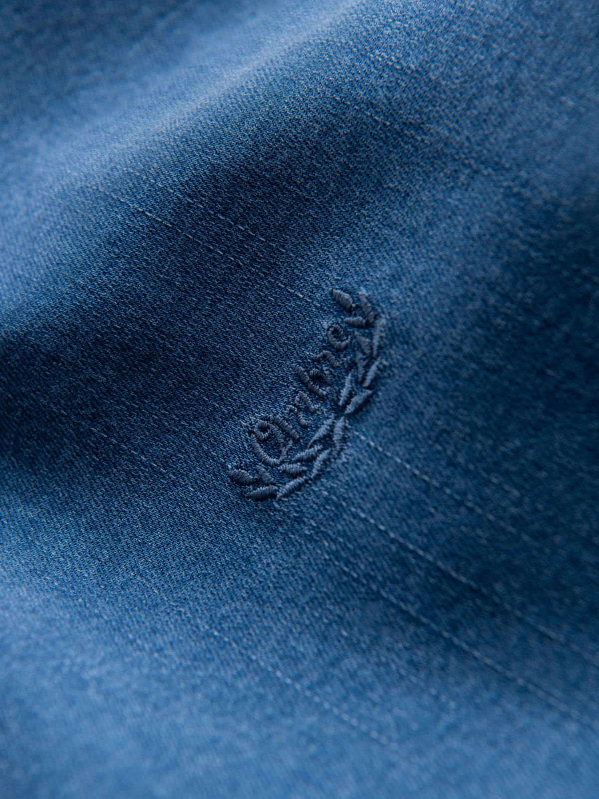 Ombre Men&#039;s denim shirt with lyocell and embroidery on the chest - blue
