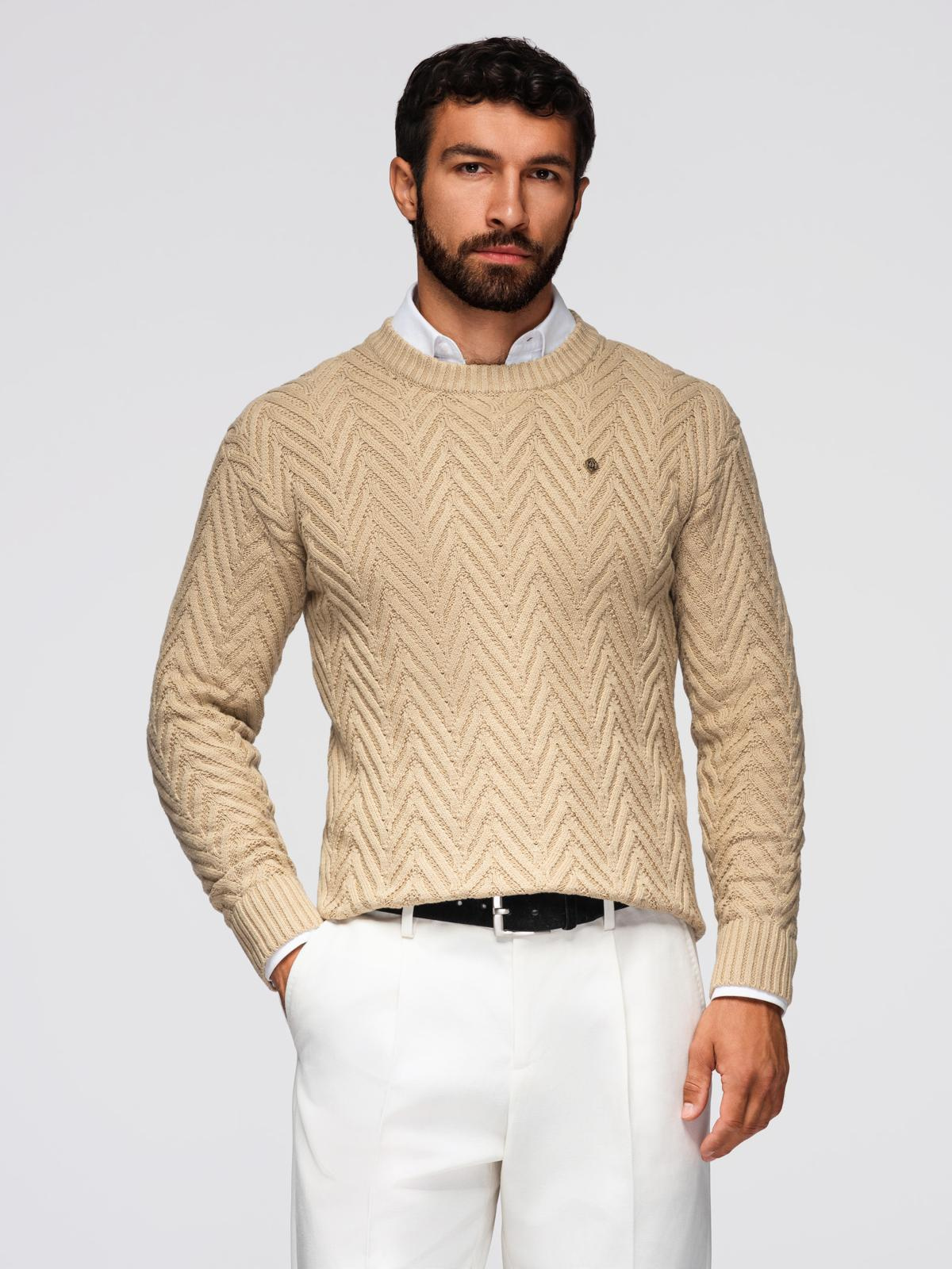 Ombre Men&#039;s zigzag knit sweater - sand