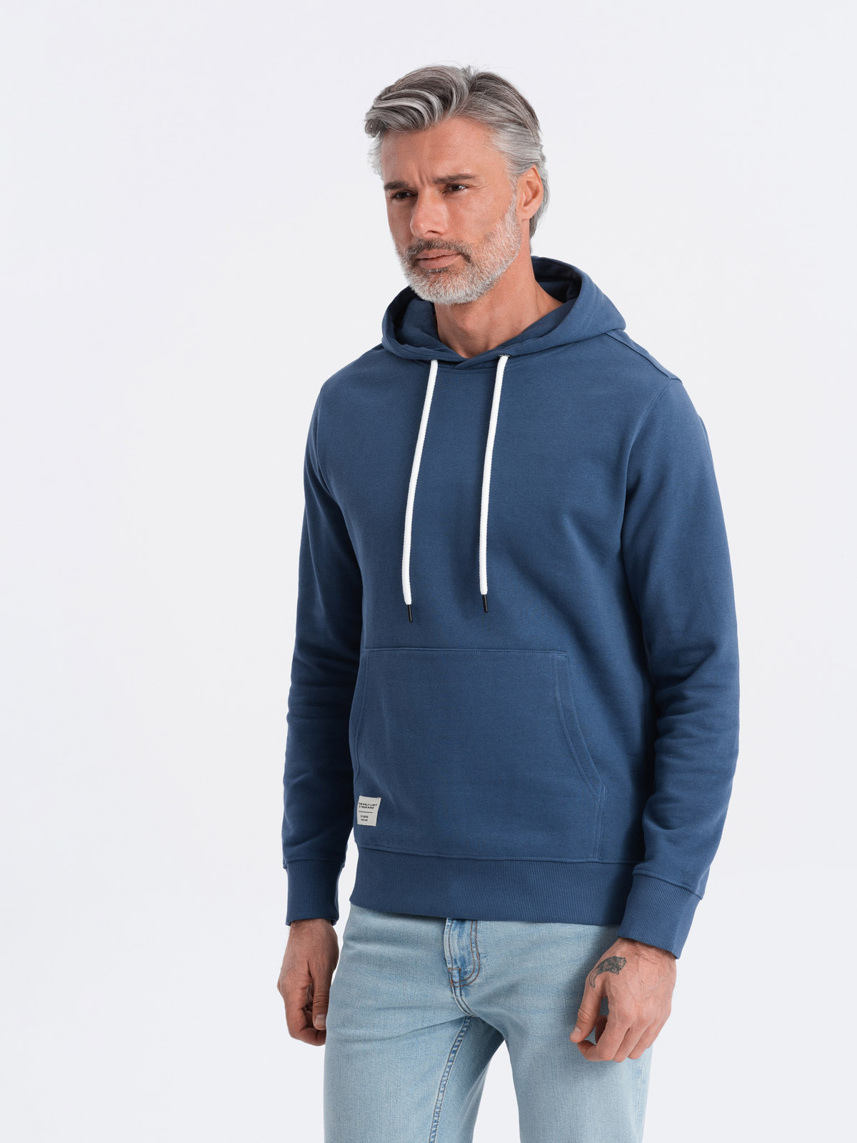 Ombre Men&#039;s kangaroo sweatshirt with hood - navy blue