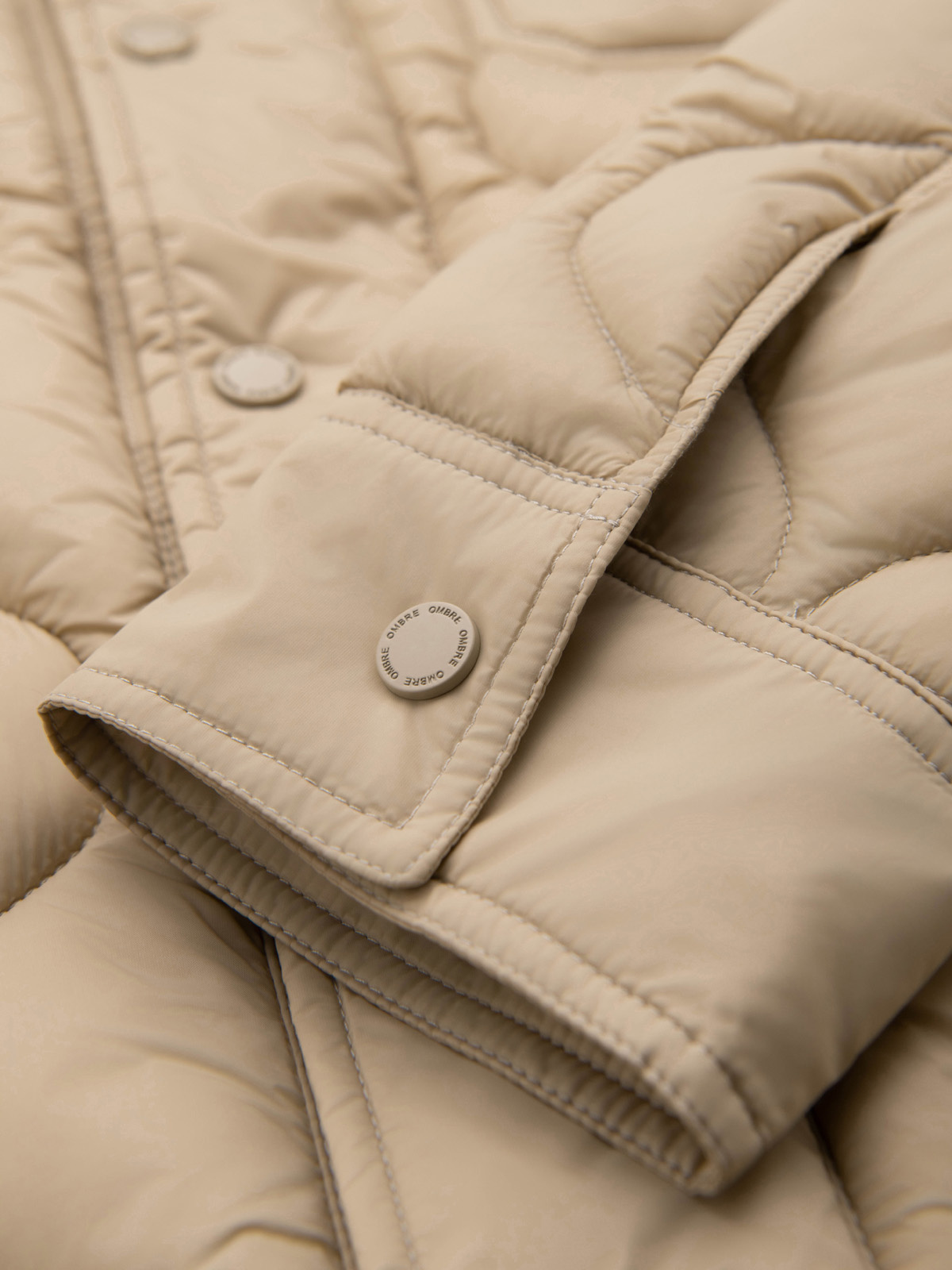 Ombre Men&#039;s quilted jacket in shirt cut - beige