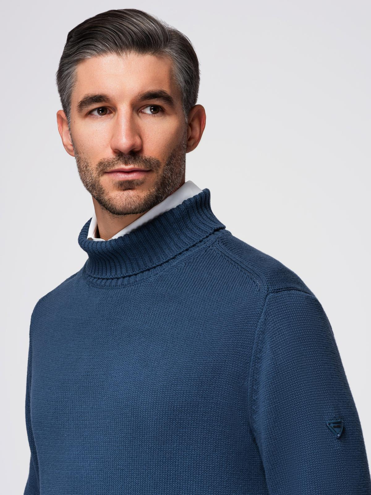 Ombre Men's turtleneck knit sweater - dark blue