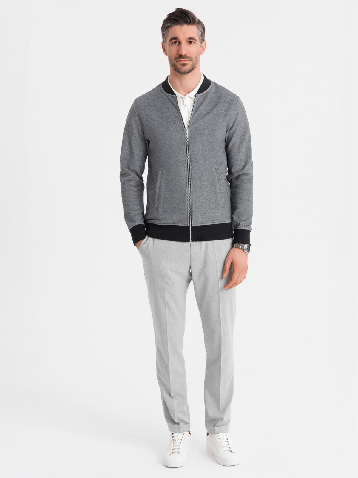 Ombre Men's pique knit bomber jacket - black