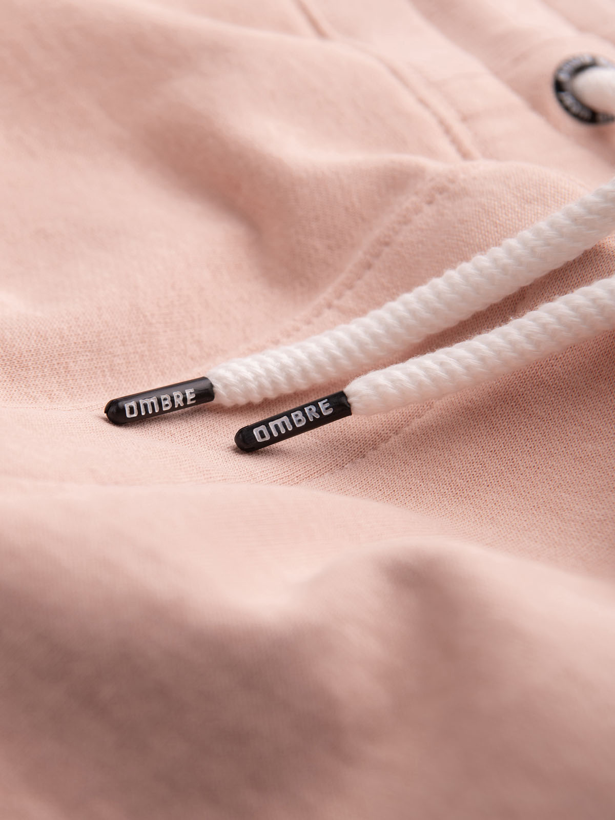 Ombre Men&#039;s knit shorts with drawstring and pockets - powder pink