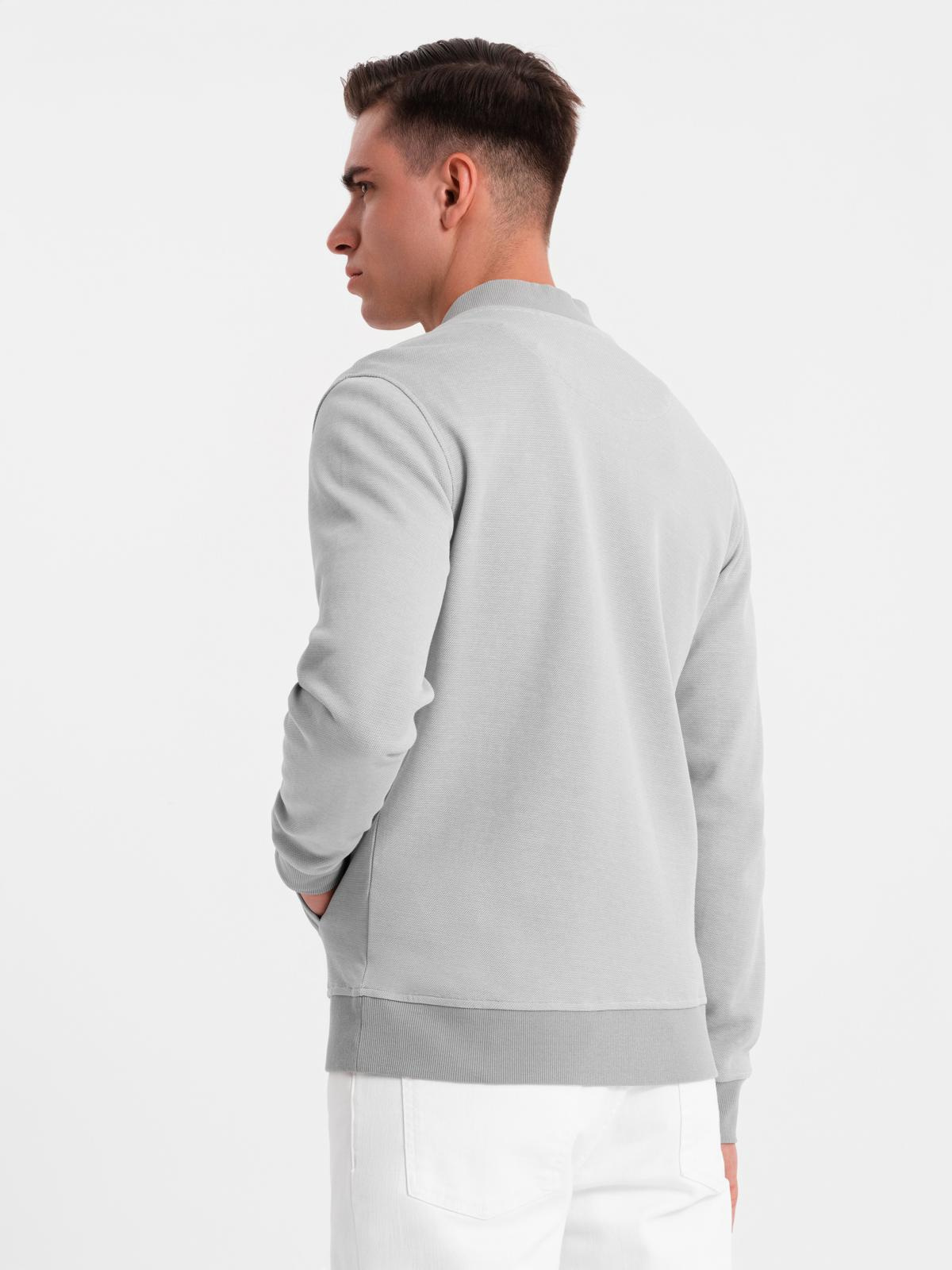 Ombre Men's pique knit bomber jacket - gray