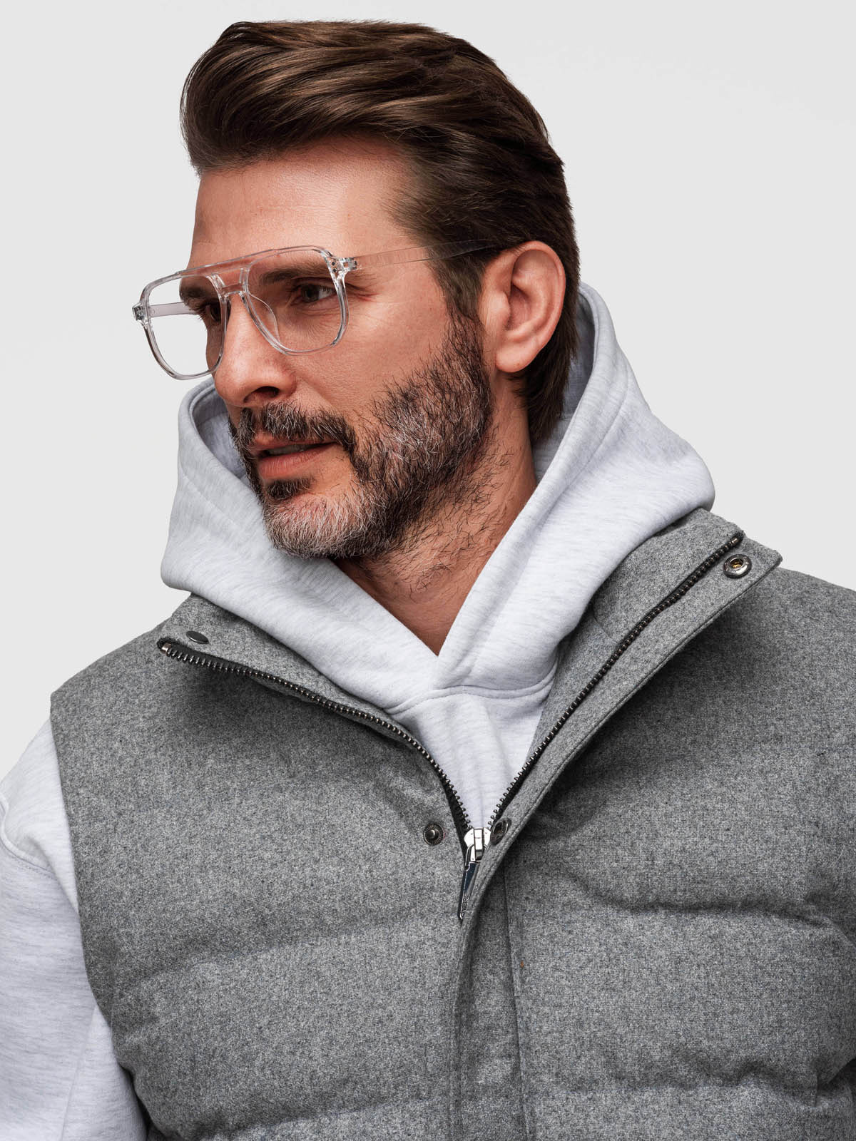 Ombre Men's quilted wool sleeveless jacket - grey melange