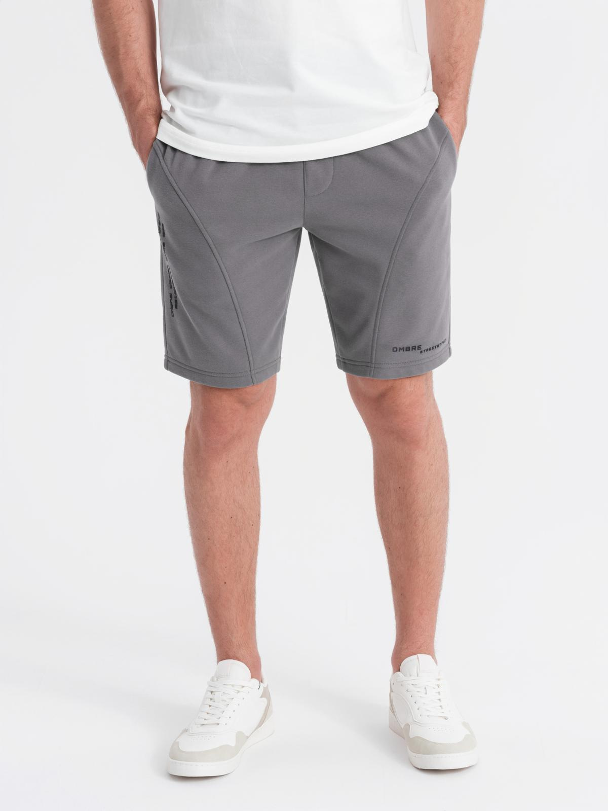 Ombre Fitted men's printed short sweat shorts - grey
