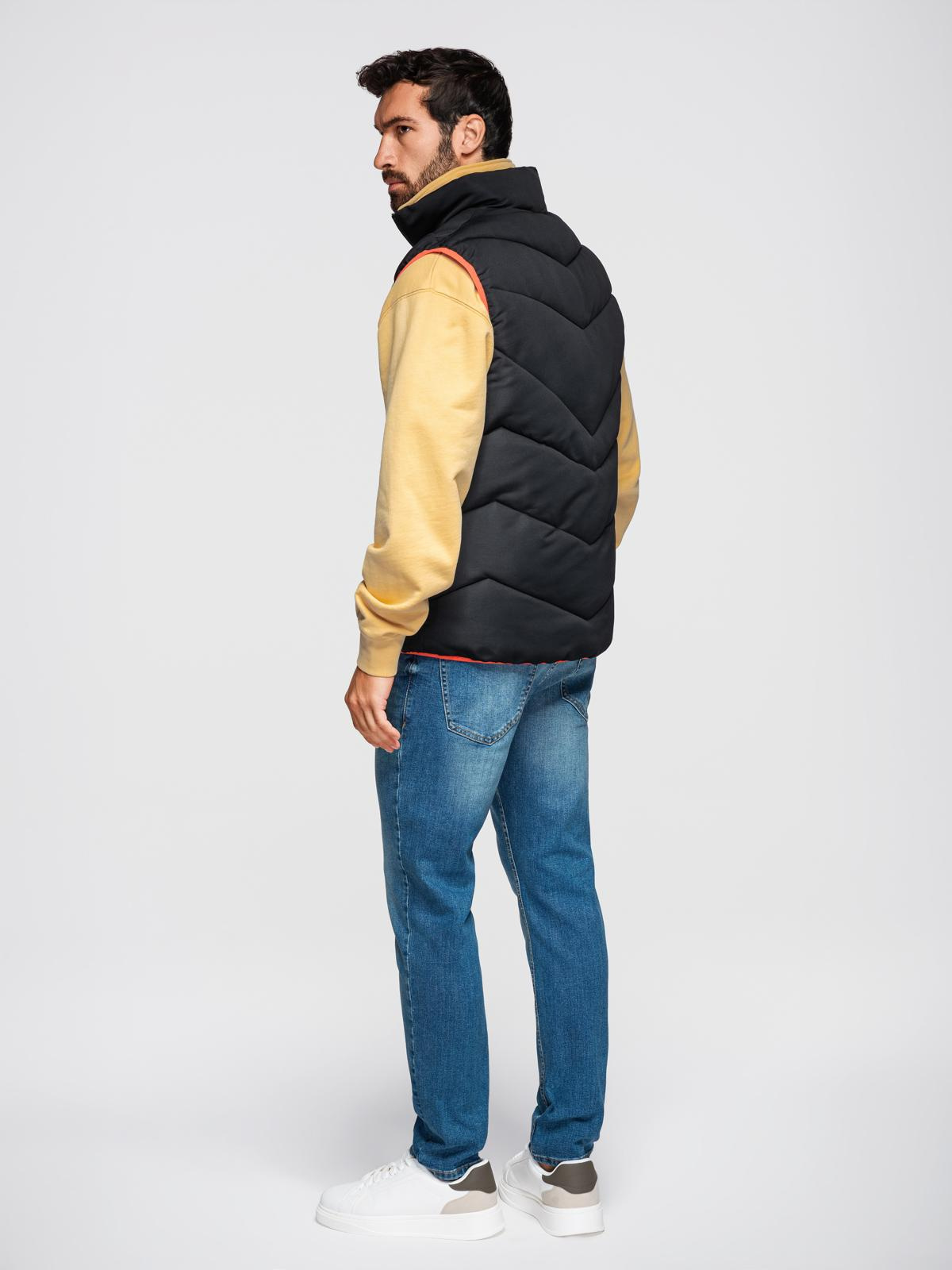 Ombre Men's quilted sleeveless jacket with neon accents - black