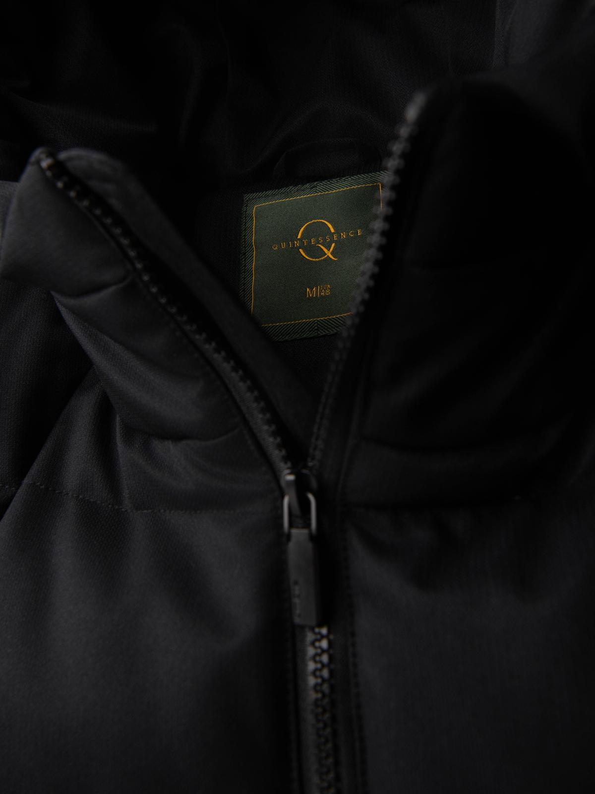 Ombre Men&#039;s long quilted jacket with hood - black