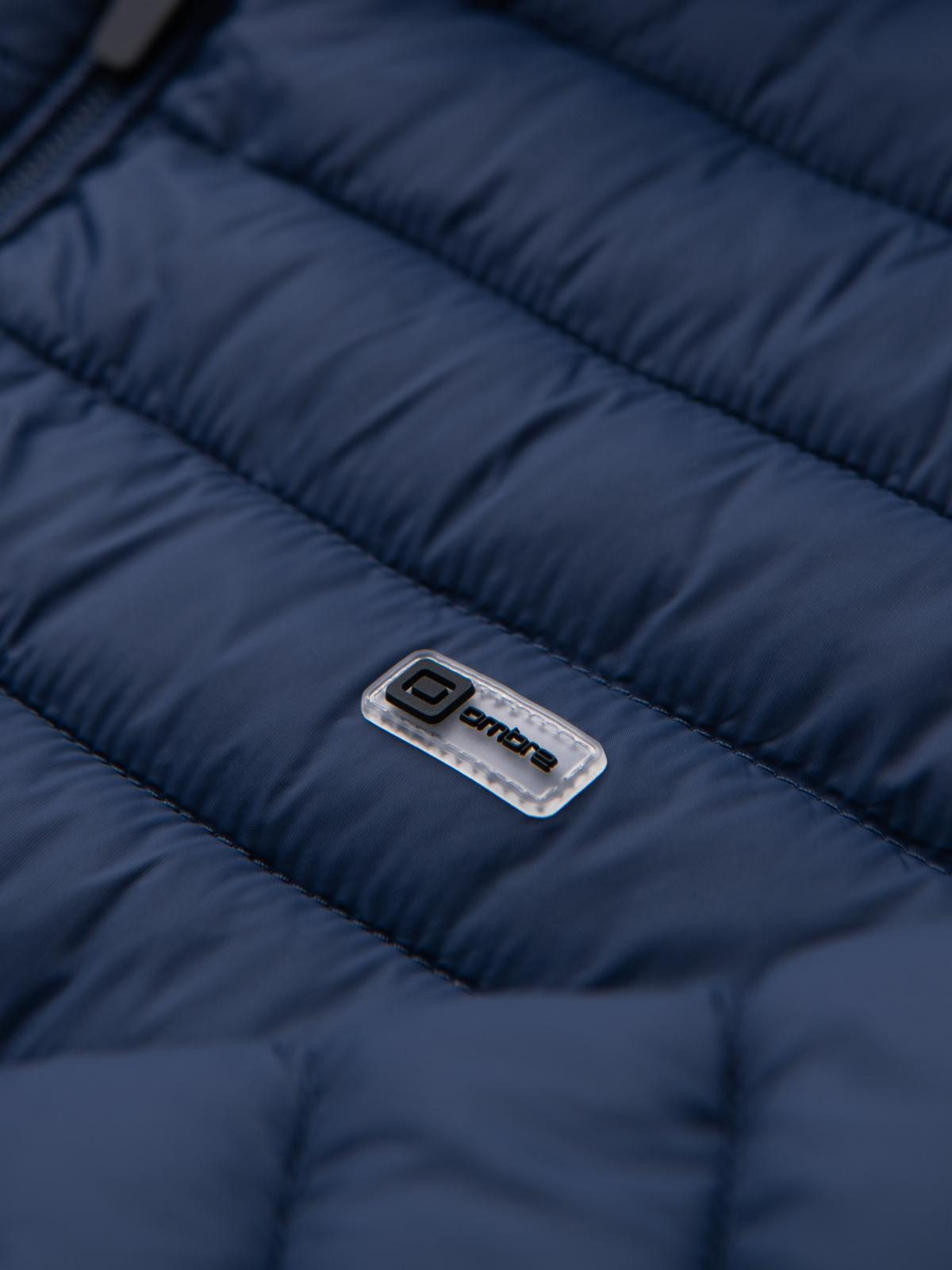 Ombre Classic men&#039;s quilted jacket with pouch option - navy blue