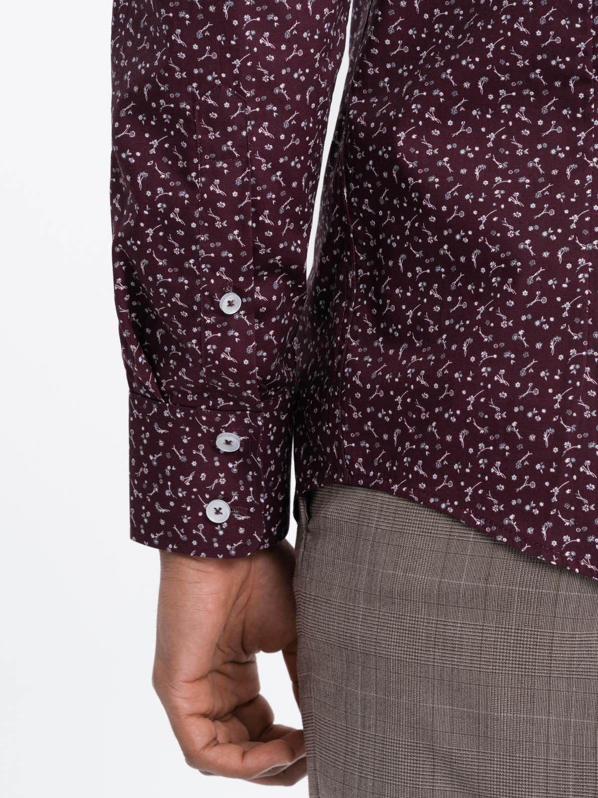 Ombre Men&#039;s cotton patterned SLIM FIT shirt - maroon