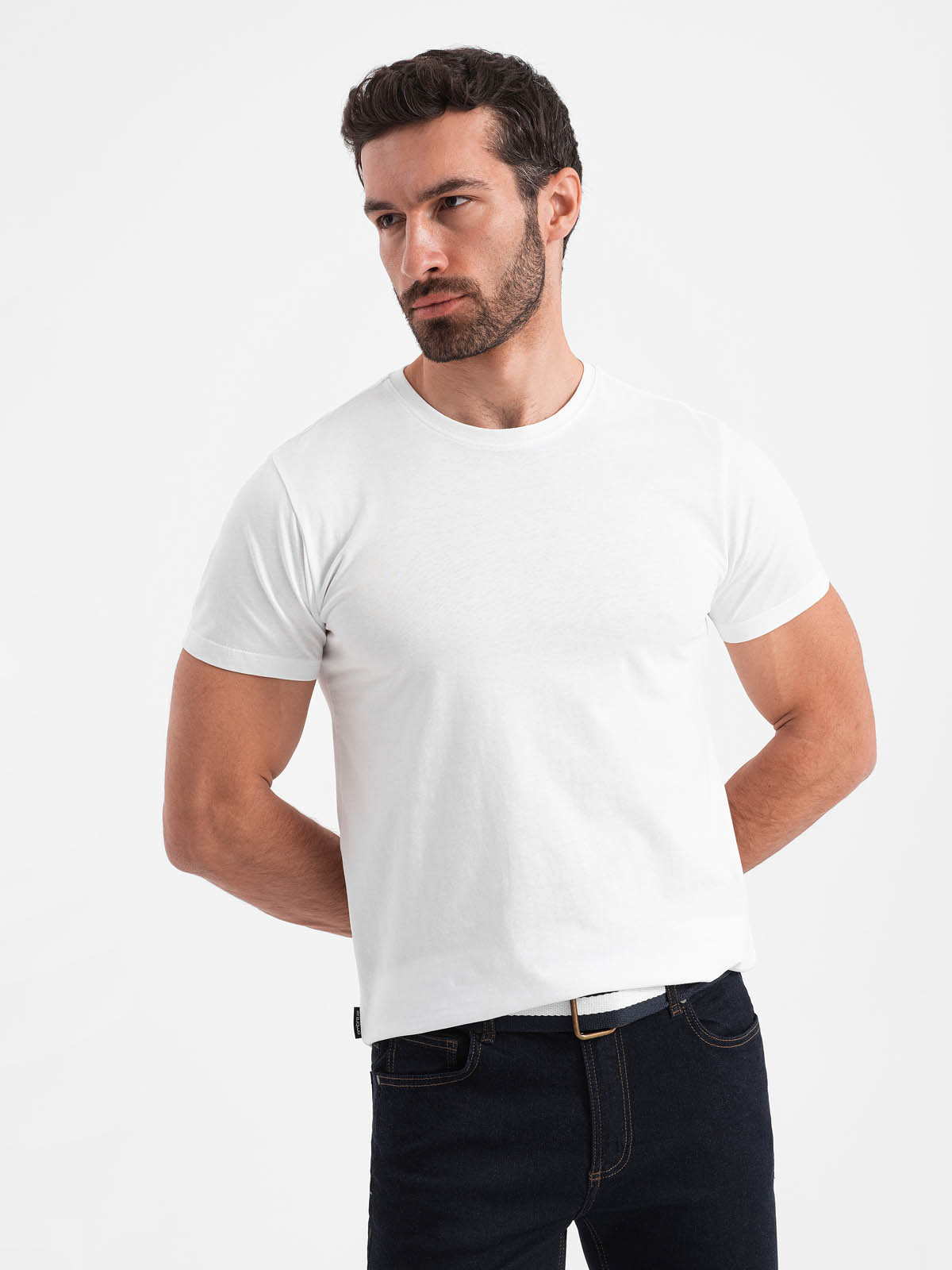Ombre Men's BASIC classic cotton T-shirt - white