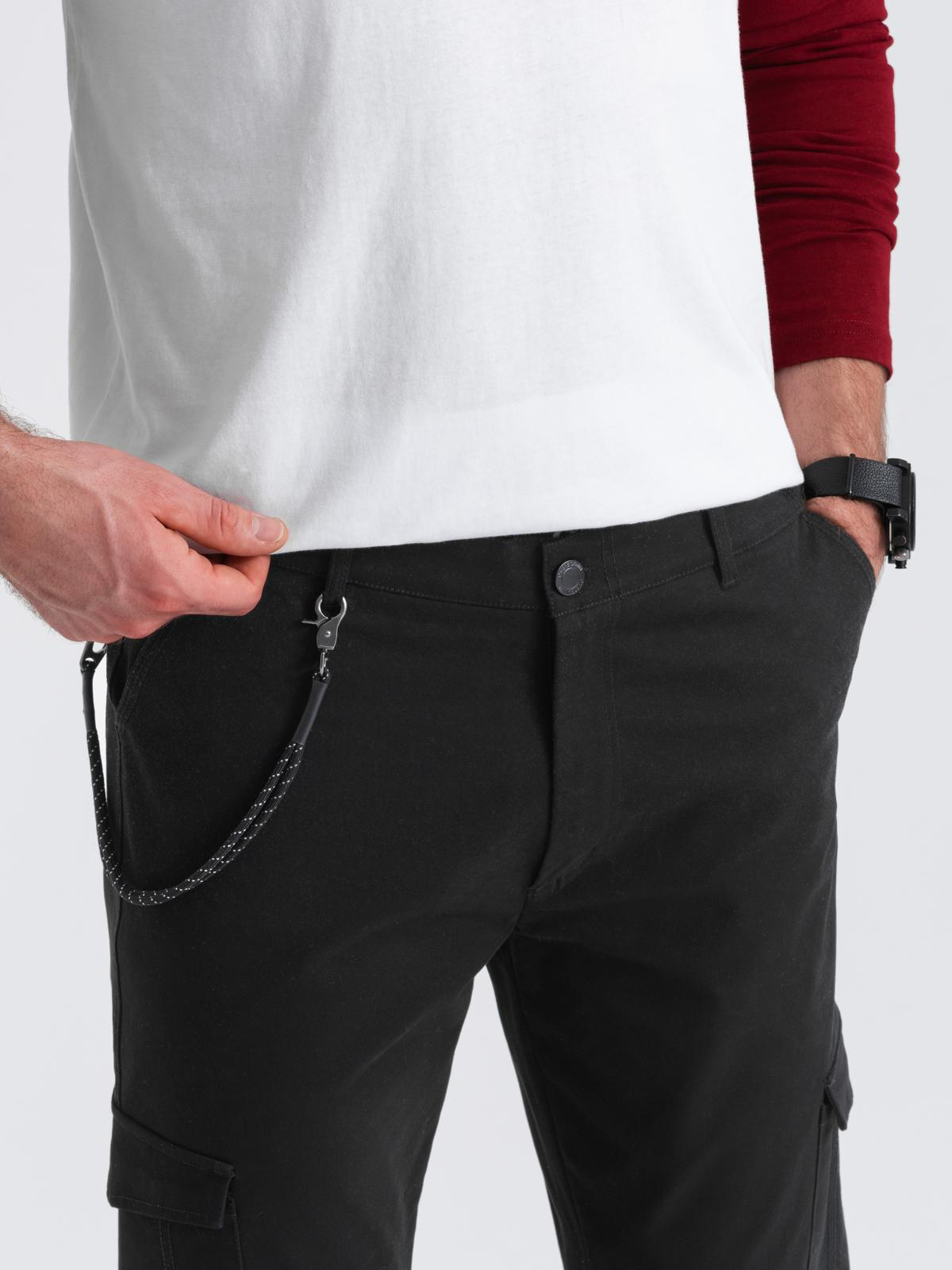 Ombre Men&#039;s pants with cargo pockets and leg hem - black