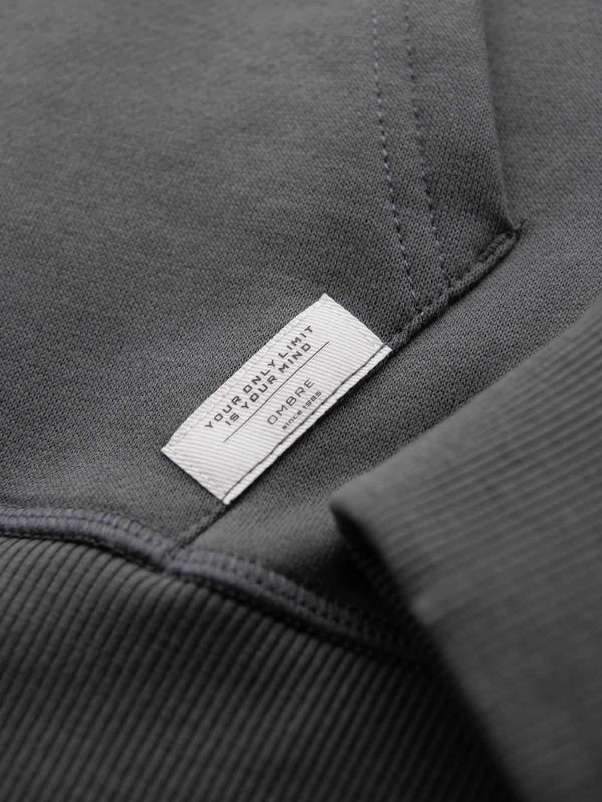 Ombre Men's kangaroo sweatshirt with embroidery and hood - graphite