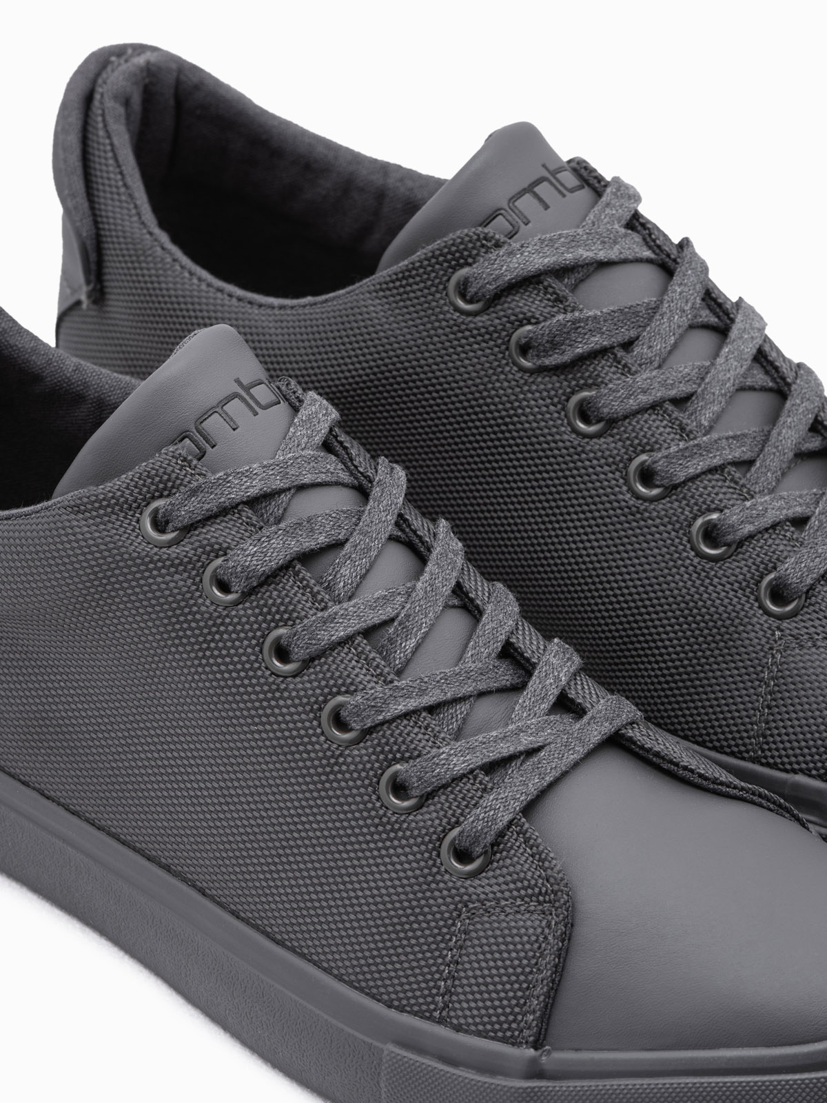 Ombre Casual one-color men&#039;s sneakers with combined materials - gray