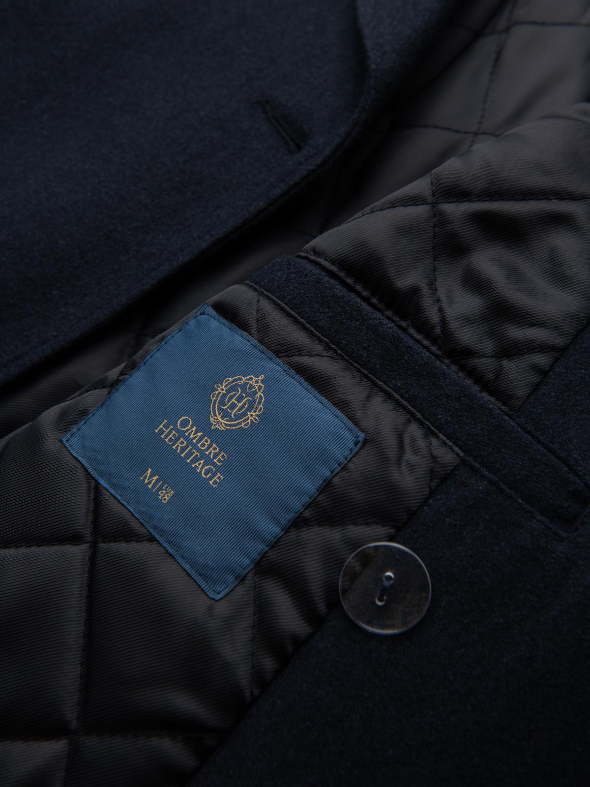 Ombre Men&#039;s navy double-breasted wool coat - navy blue