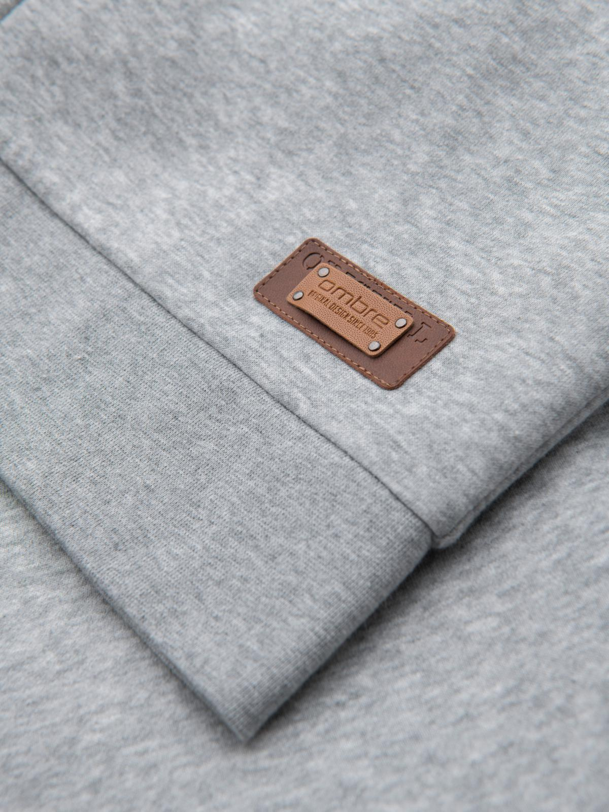 Ombre Men's button-down hooded sweatshirt - grey melange