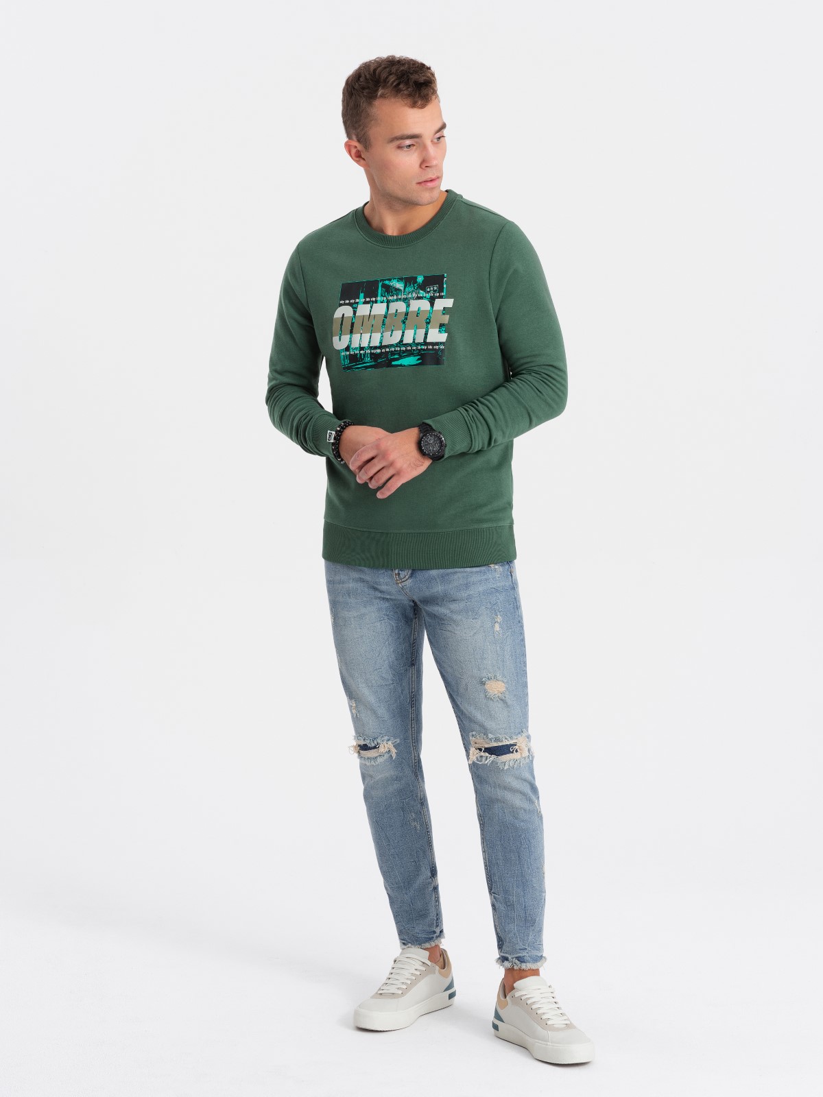 Ombre Men&#039;s printed over-the-head sweatshirt - green