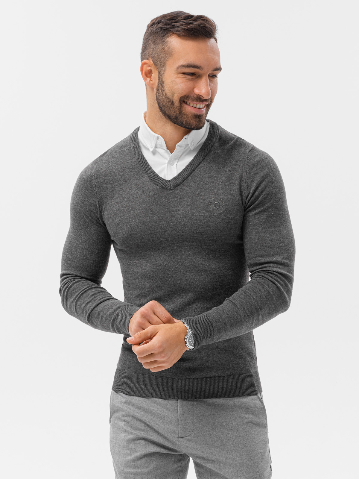 Ombre Men's sweater with white collar