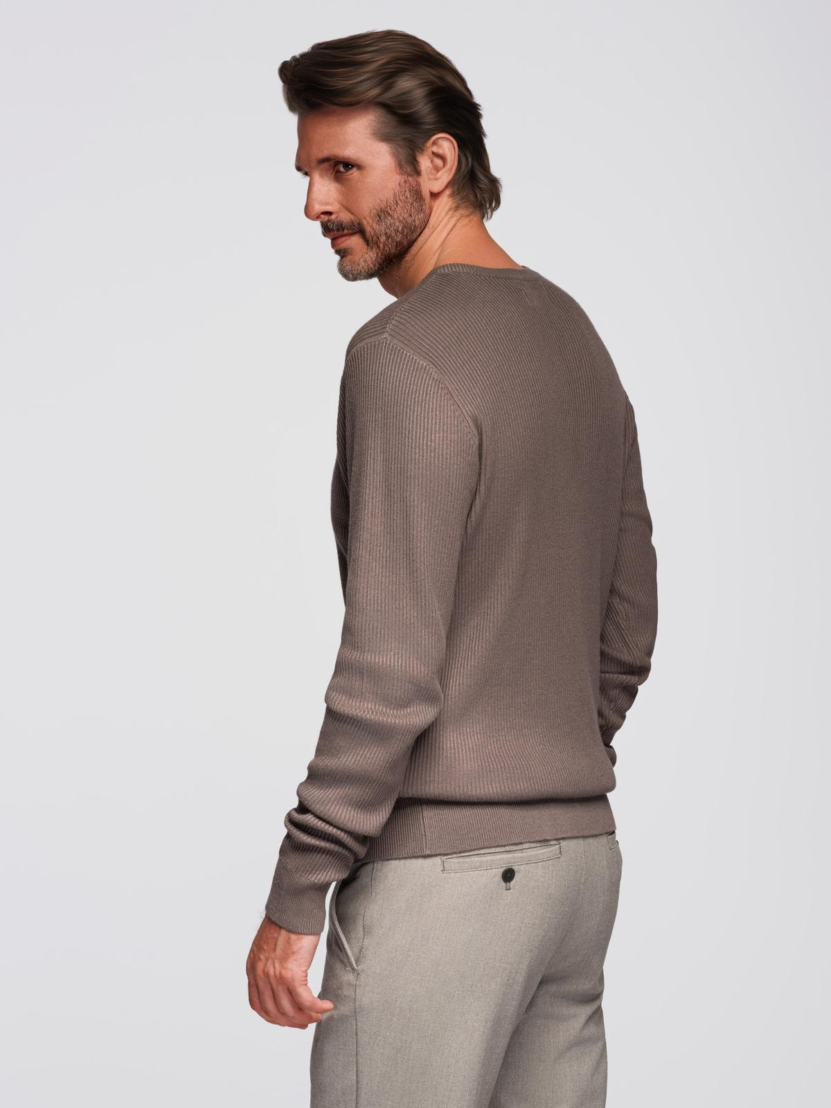 Ombre Men&#039;s ribbed sweater with buttons at the neckline - ash