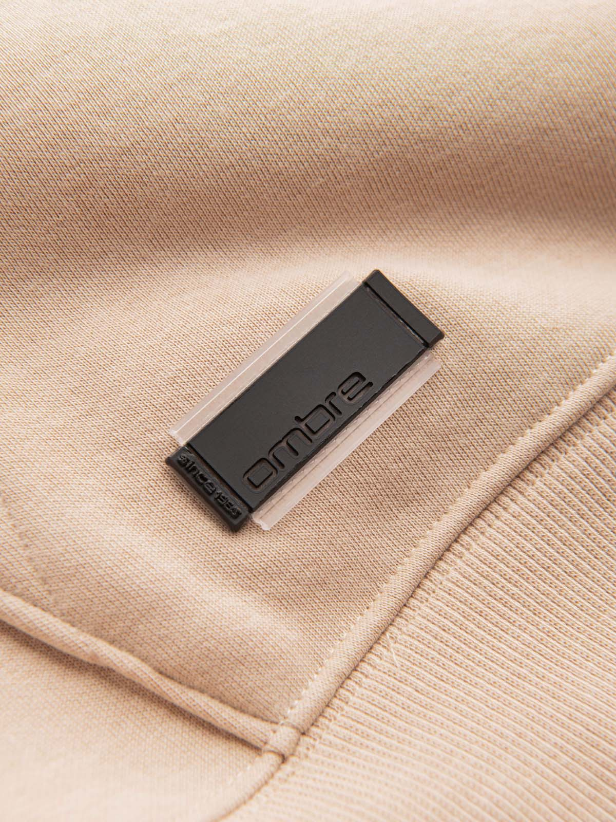 Ombre BASIC men's cotton sweatshirt kangaroo hoodie - beige