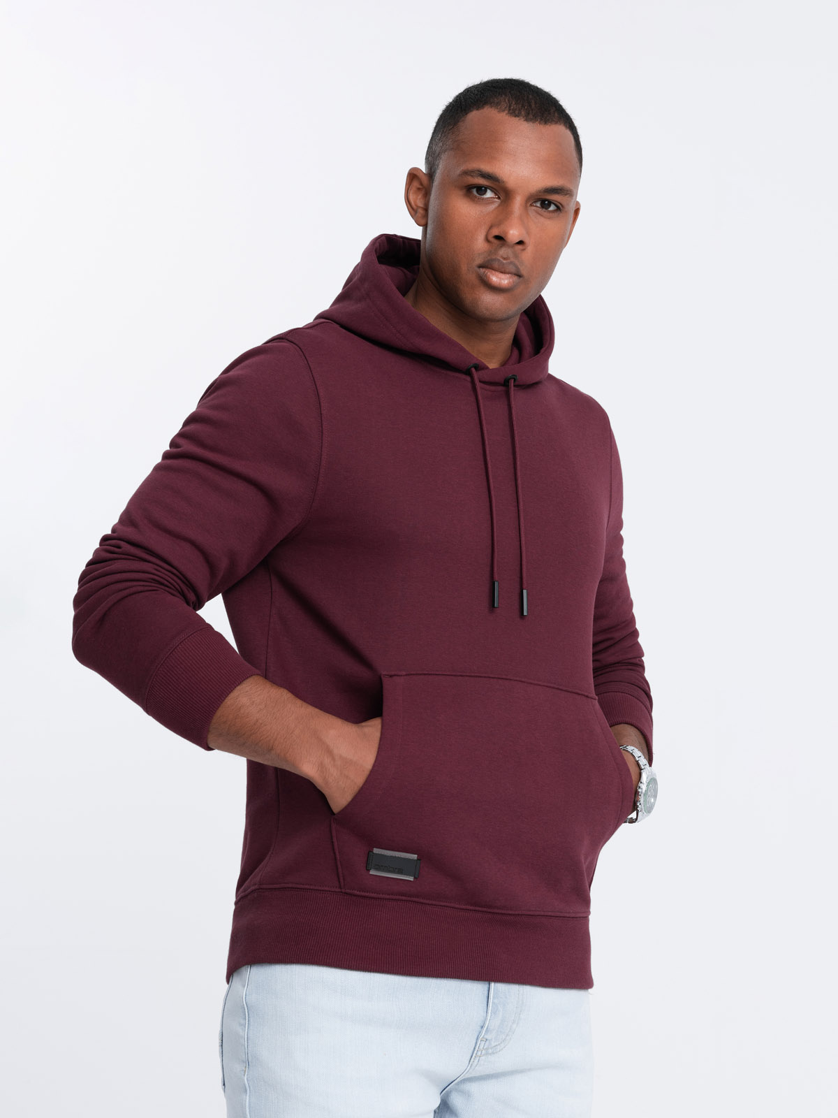 Ombre BASIC men&#039;s cotton sweatshirt kangaroo hoodie - maroon