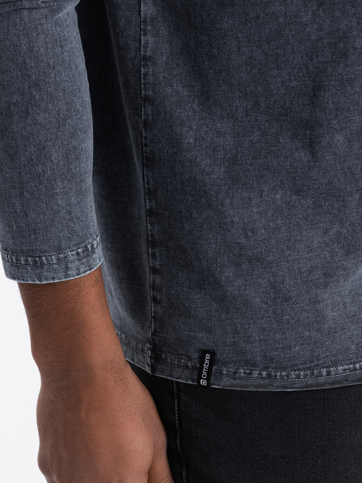 Ombre Men&#039;s wash henley longsleeve with raglan sleeves - dark blue