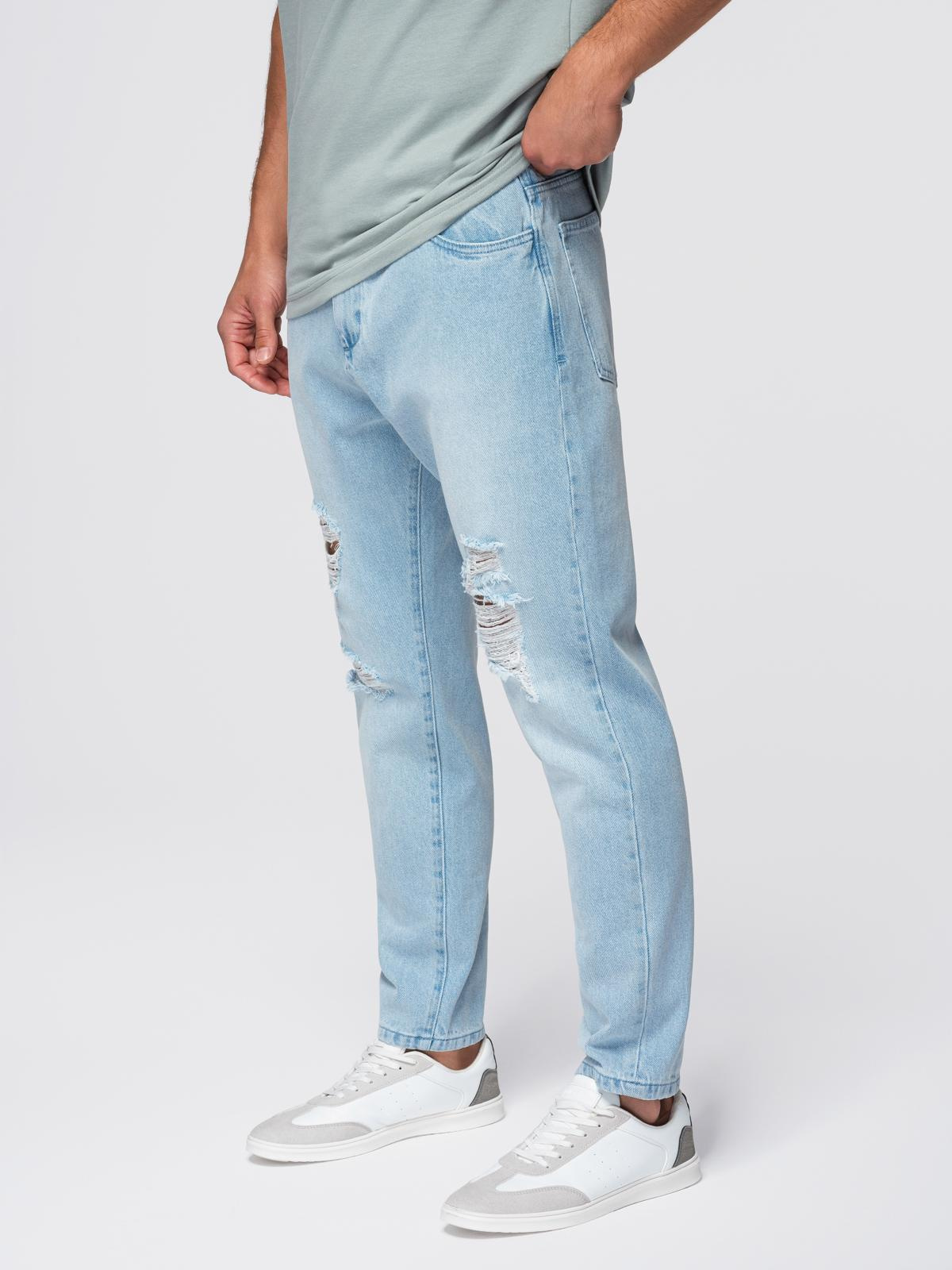Ombre Men&#039;s CARROT FIT denim pants with rubbing - light blue
