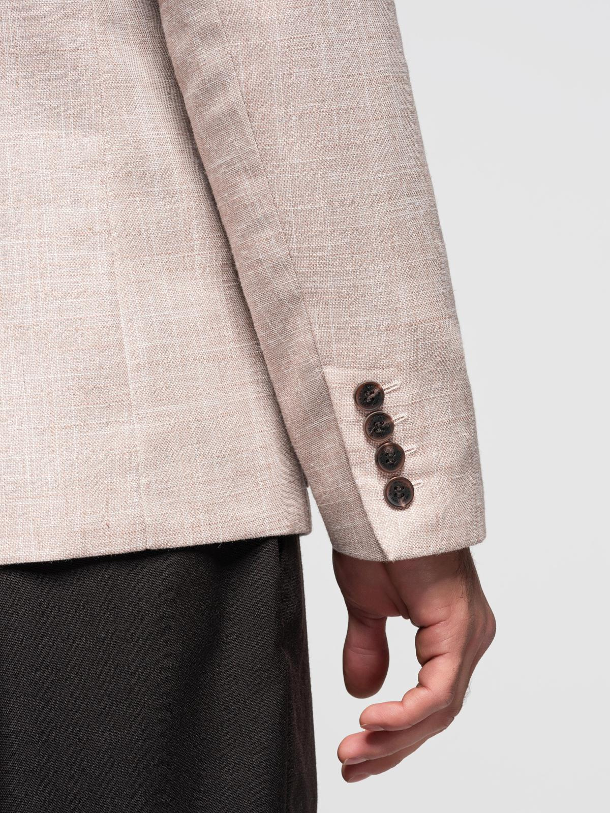 Ombre Men's REGULAR cut jacket with linen - light beige