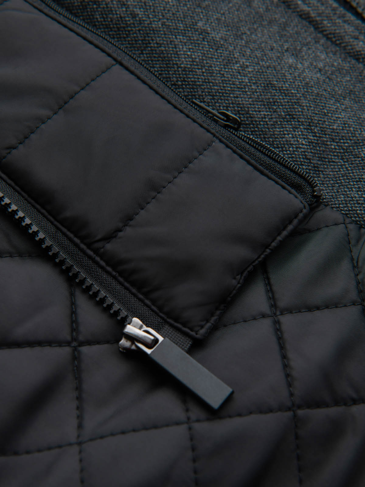 Ombre Men&#039;s winter coat with wool and quilted lining - graphite melange