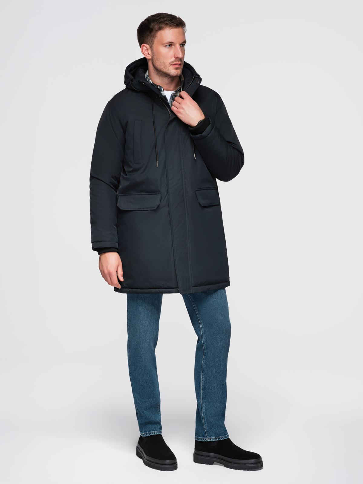 Ombre Classic long men&#039;s parka jacket - black