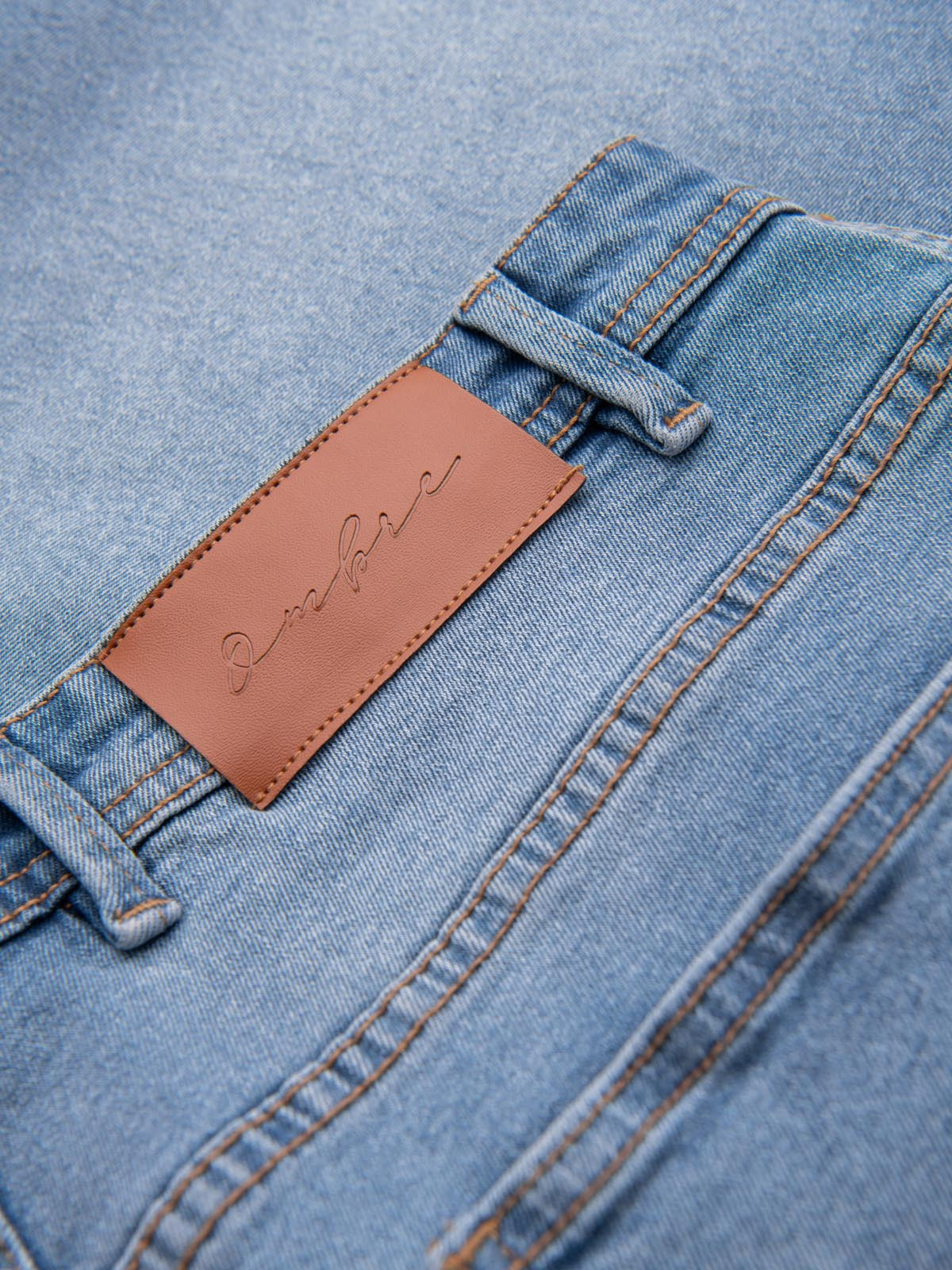 Ombre Denim men's shorts with a classic cut - light blue
